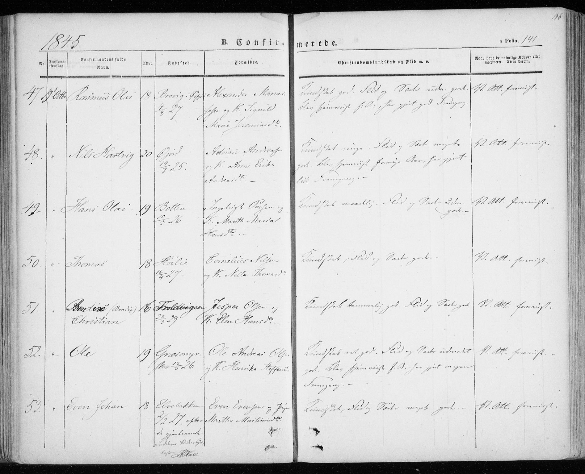 Lenvik sokneprestembete, SATØ/S-1310/H/Ha/Haa/L0006kirke: Parish register (official) no. 6, 1845-1854, p. 146