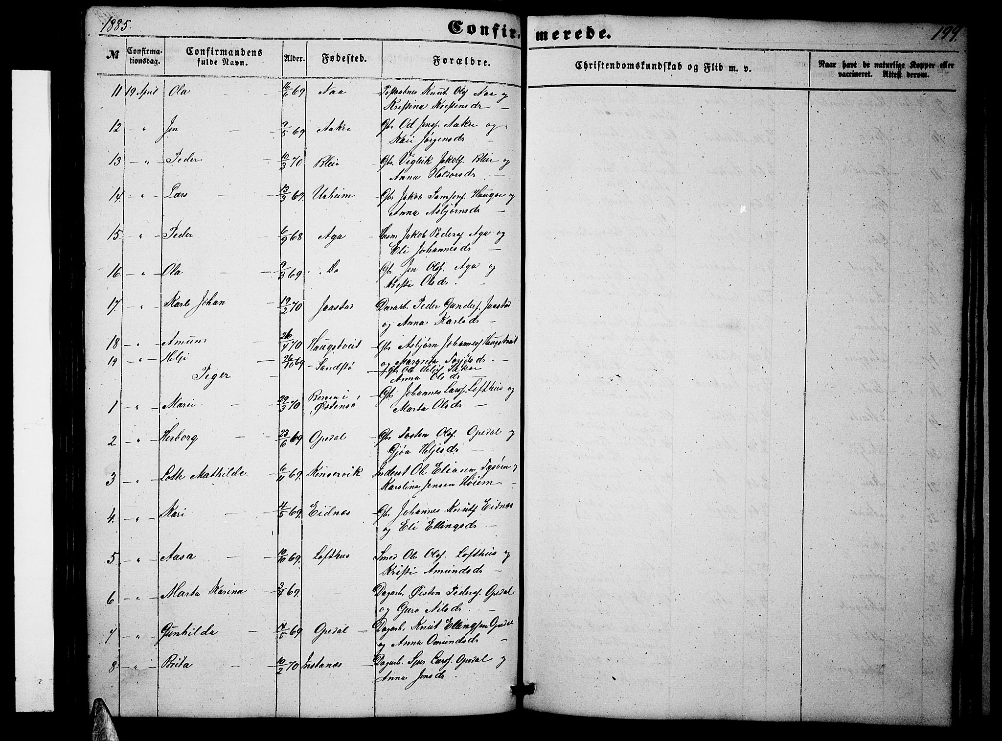 Ullensvang sokneprestembete, AV/SAB-A-78701/H/Hab: Parish register (copy) no. B 10, 1858-1886, p. 199