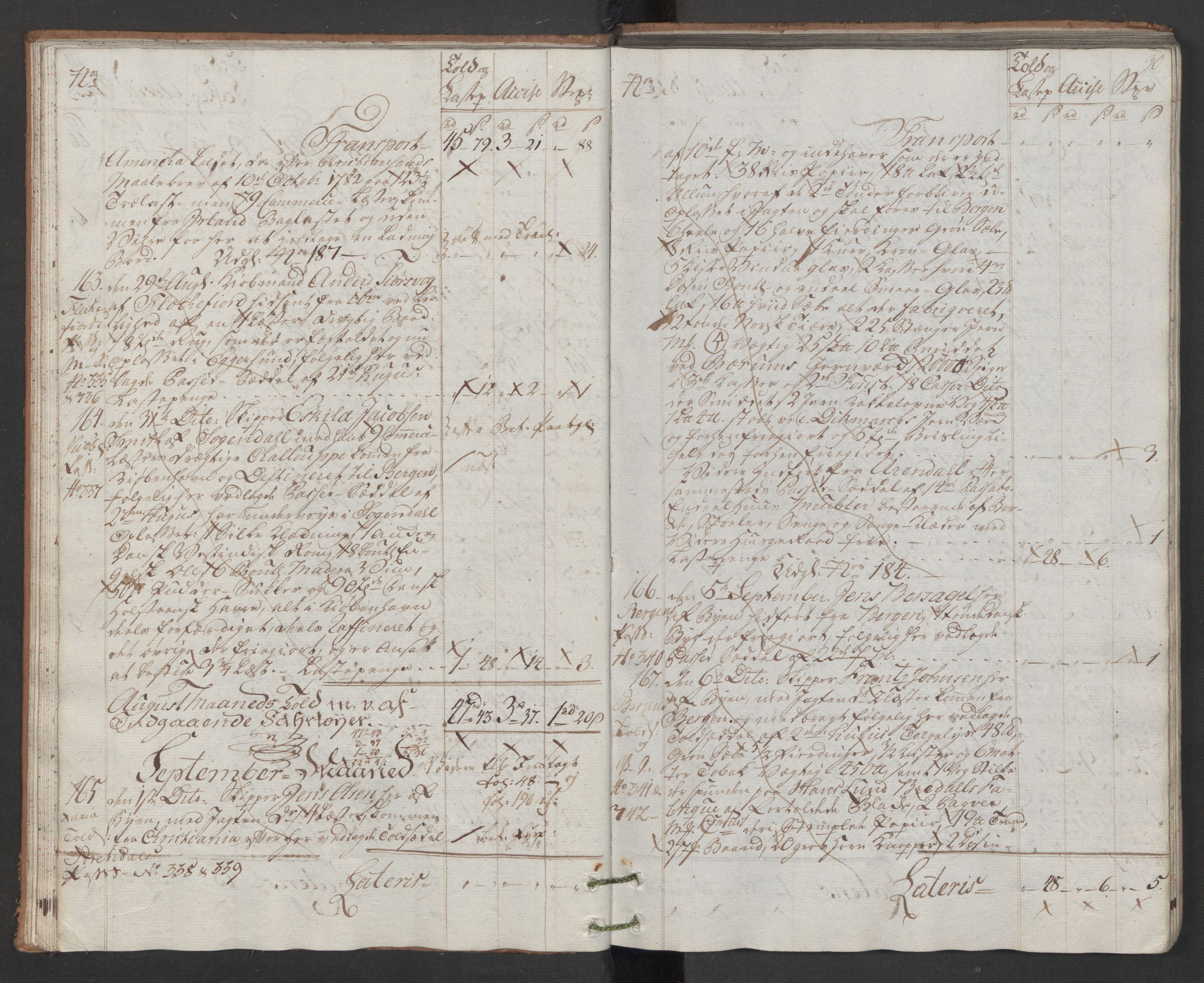Generaltollkammeret, tollregnskaper, AV/RA-EA-5490/R22/L0048/0001: Tollregnskaper Stavanger / Hovedtollbok, 1786, p. 29b-30a