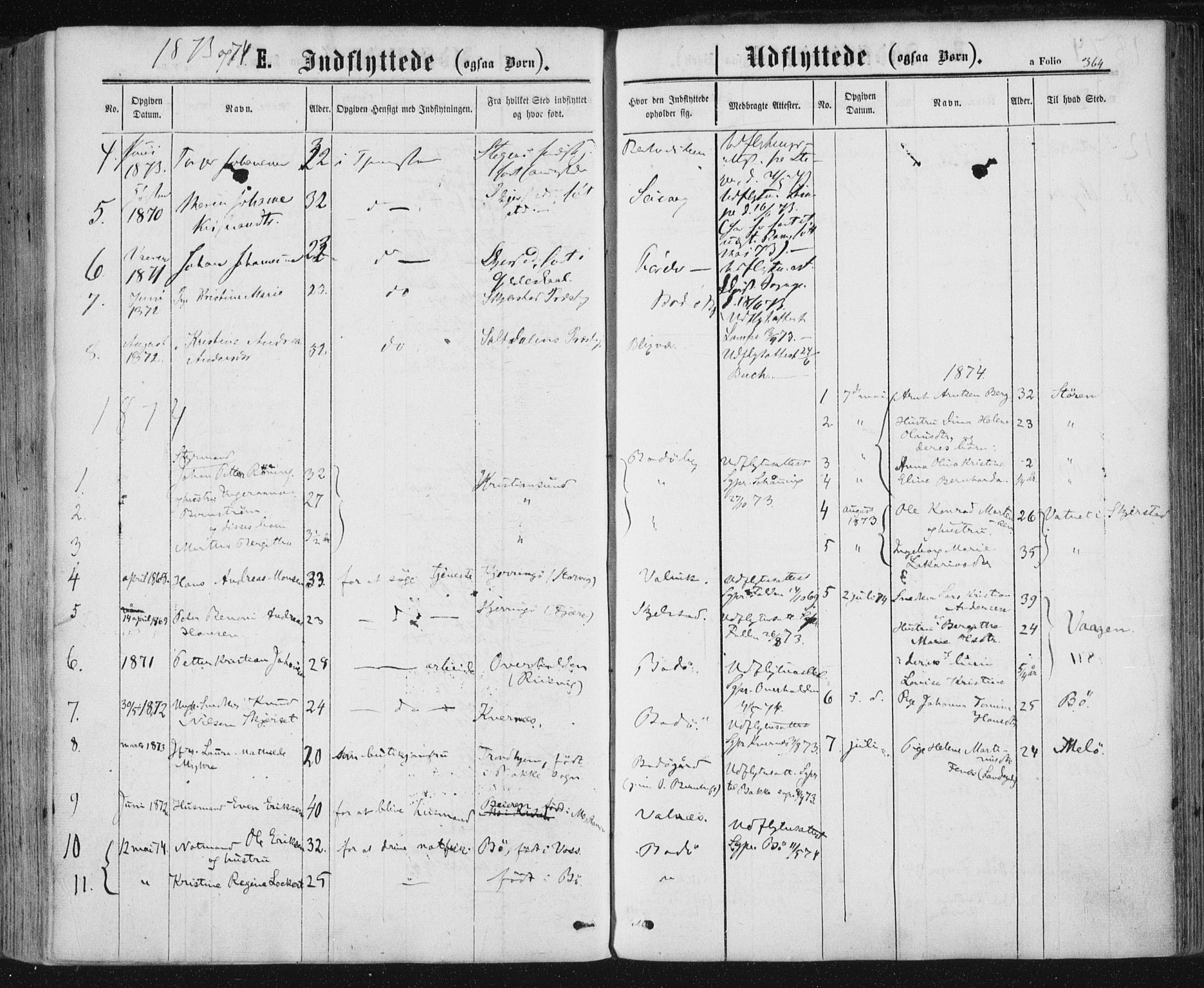 Ministerialprotokoller, klokkerbøker og fødselsregistre - Nordland, SAT/A-1459/801/L0008: Parish register (official) no. 801A08, 1864-1875, p. 364