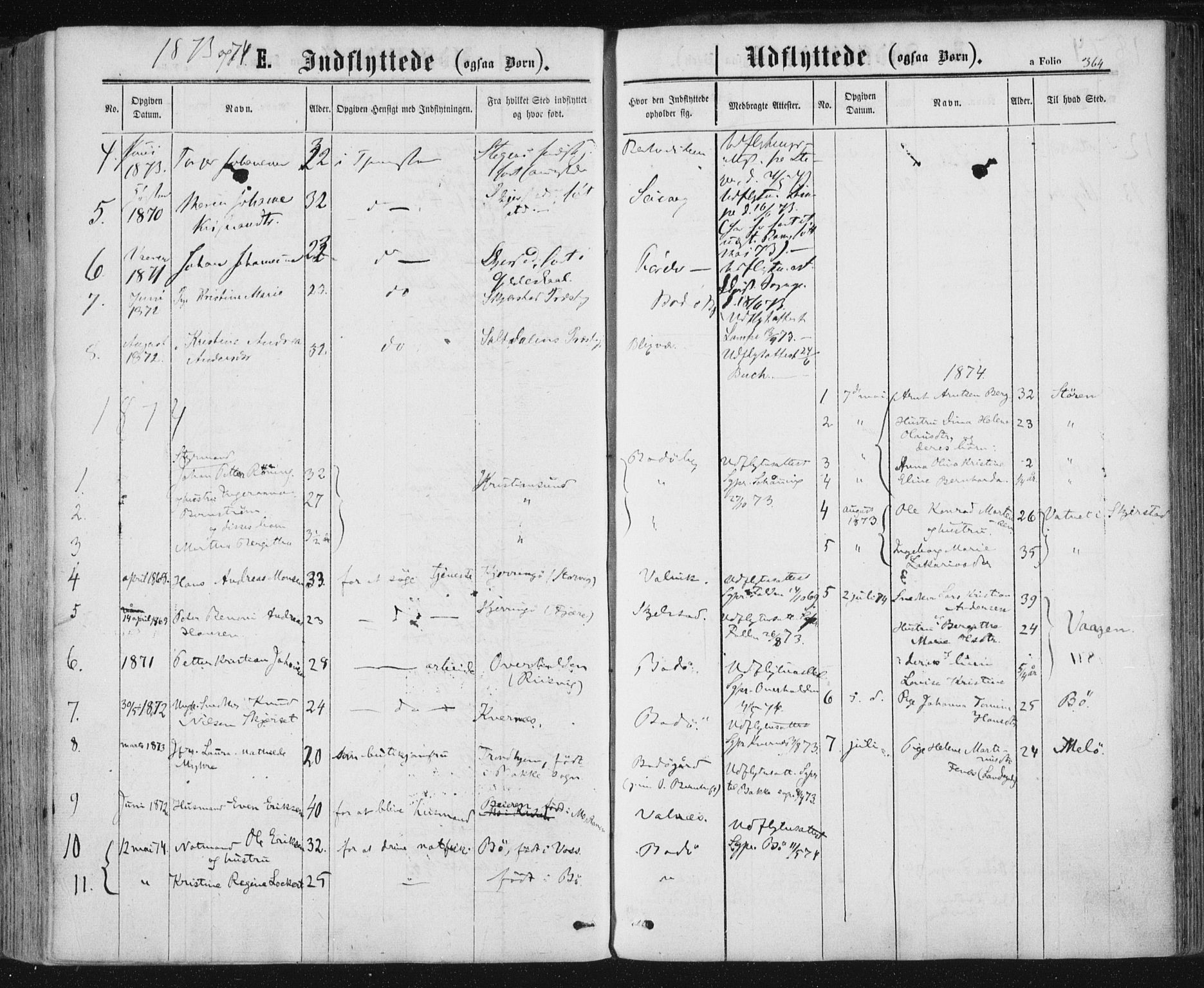 Ministerialprotokoller, klokkerbøker og fødselsregistre - Nordland, AV/SAT-A-1459/801/L0008: Parish register (official) no. 801A08, 1864-1875, p. 364