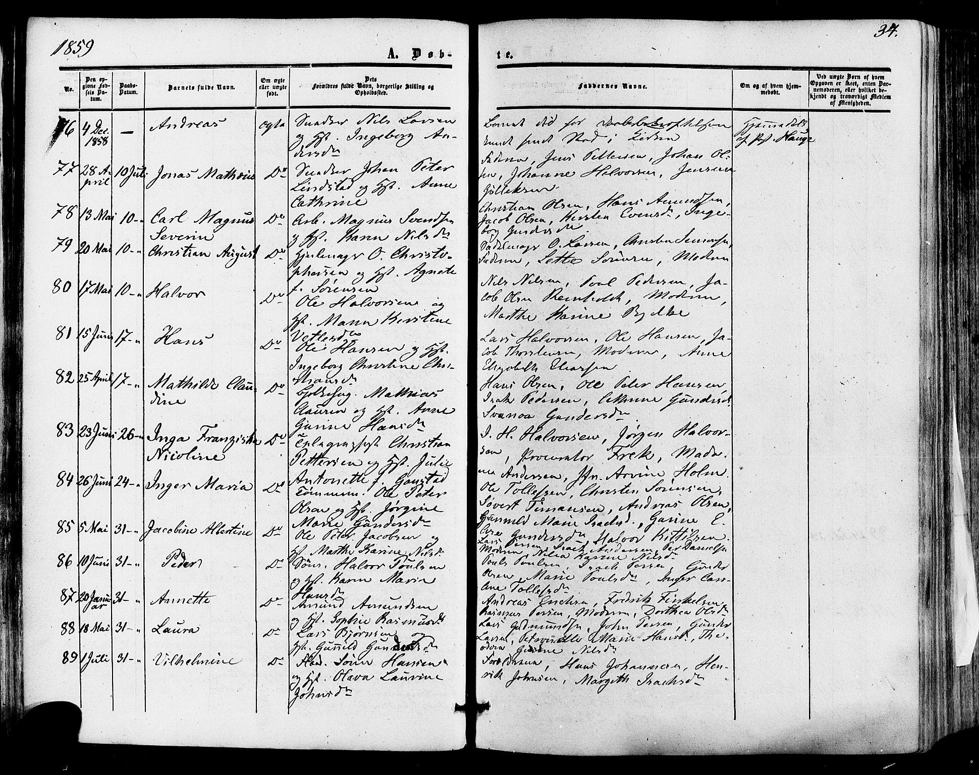 Skien kirkebøker, AV/SAKO-A-302/F/Fa/L0007: Parish register (official) no. 7, 1856-1865, p. 34