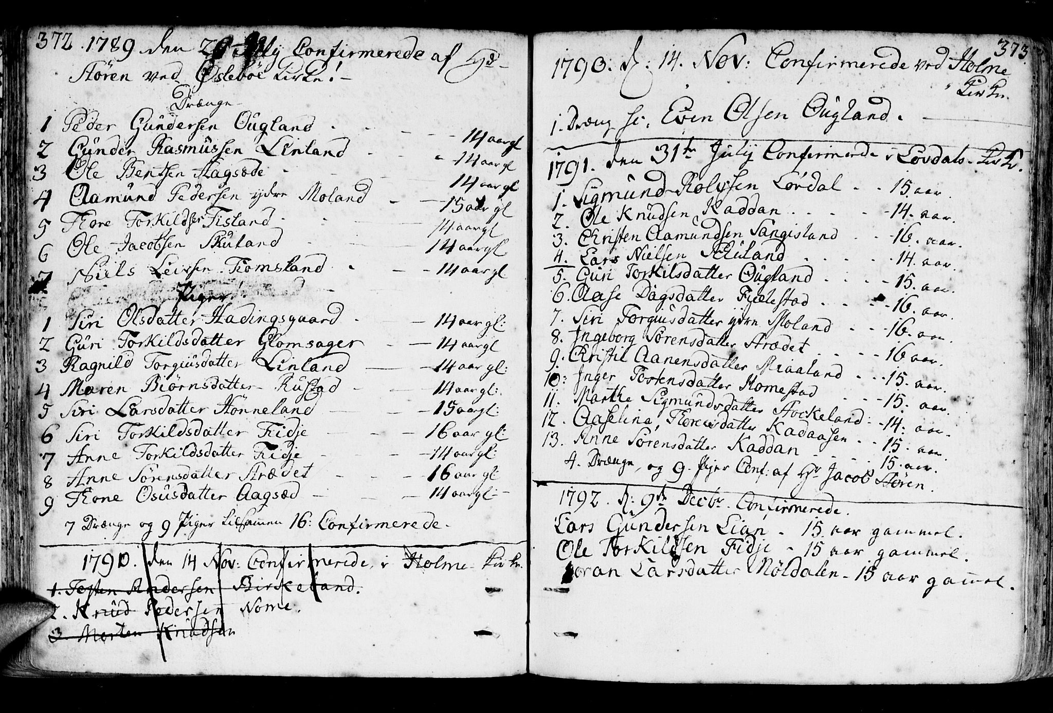 Holum sokneprestkontor, SAK/1111-0022/F/Fa/Fab/L0004: Parish register (official) no. A 4, 1774-1847, p. 372-373