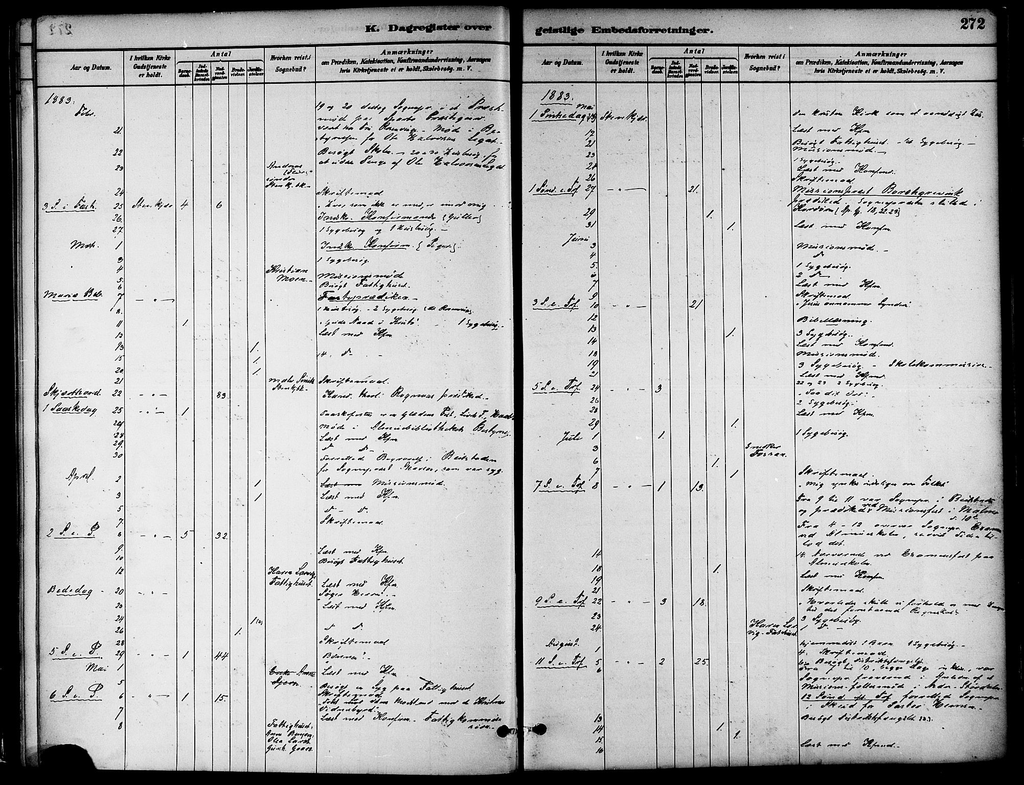 Ministerialprotokoller, klokkerbøker og fødselsregistre - Nord-Trøndelag, SAT/A-1458/739/L0371: Parish register (official) no. 739A03, 1881-1895, p. 272