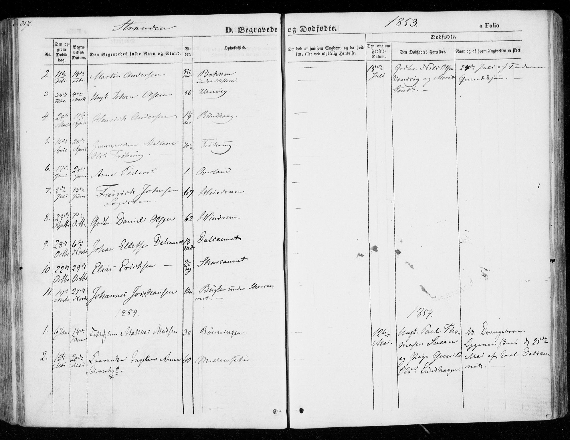 Ministerialprotokoller, klokkerbøker og fødselsregistre - Nord-Trøndelag, AV/SAT-A-1458/701/L0007: Parish register (official) no. 701A07 /2, 1842-1854, p. 317