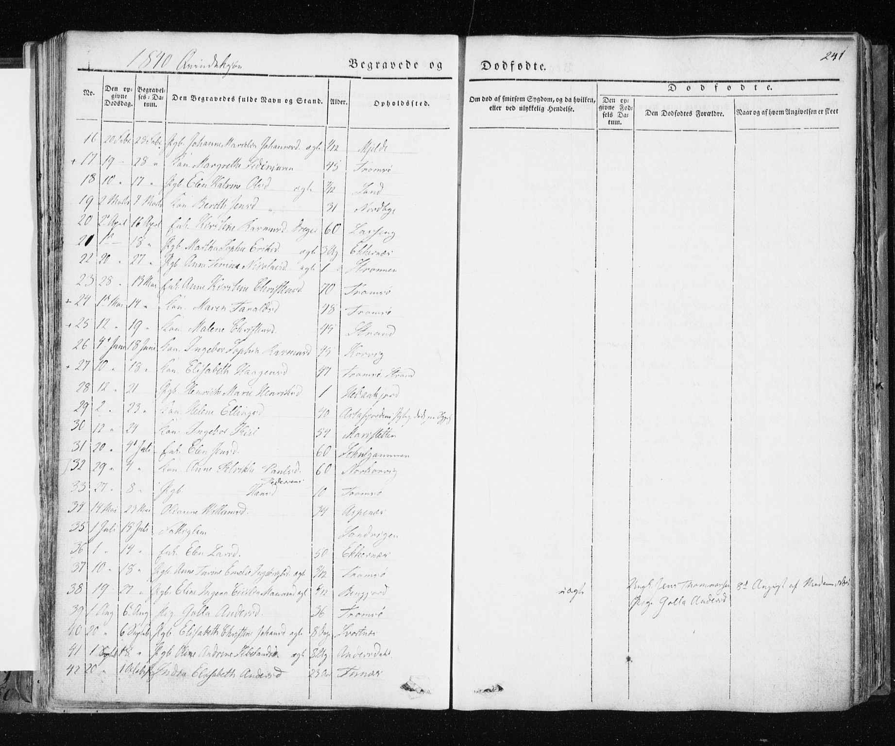 Tromsø sokneprestkontor/stiftsprosti/domprosti, SATØ/S-1343/G/Ga/L0009kirke: Parish register (official) no. 9, 1837-1847, p. 241