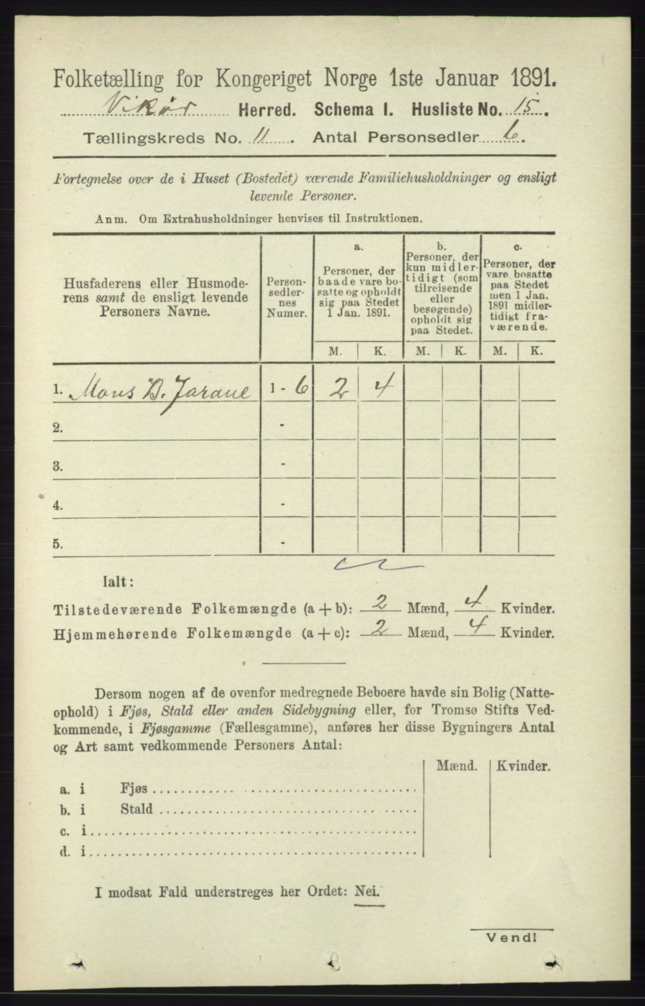 RA, 1891 census for 1238 Vikør, 1891, p. 3142