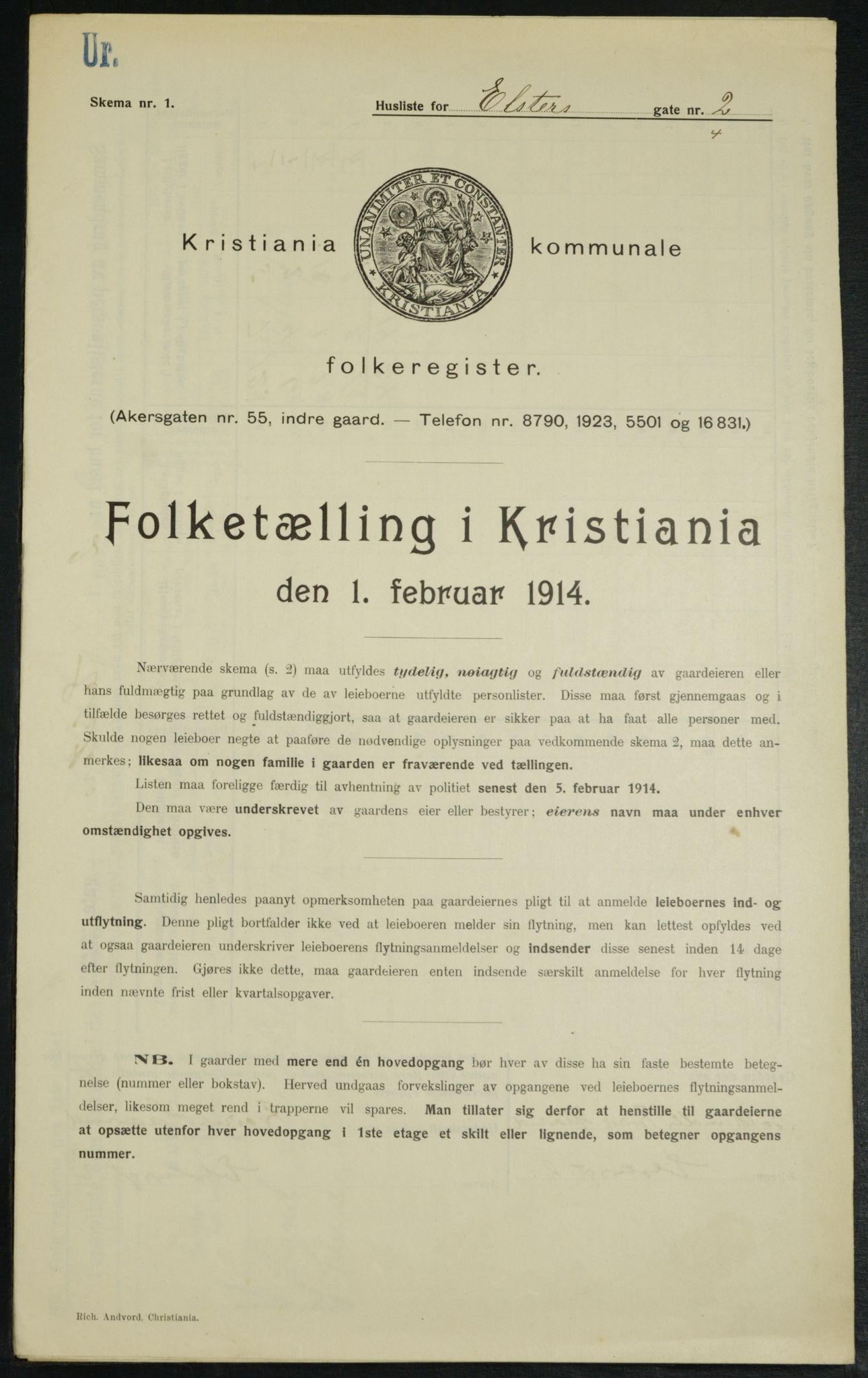 OBA, Municipal Census 1914 for Kristiania, 1914, p. 21034
