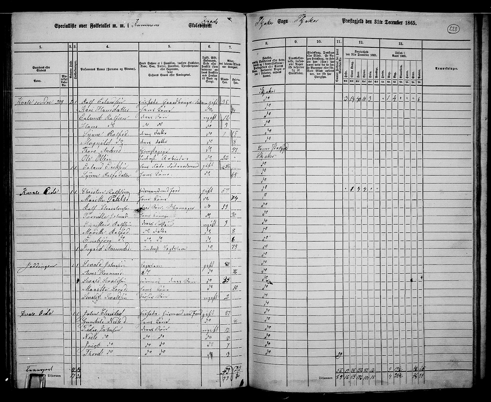 RA, 1865 census for Skjåk, 1865, p. 75