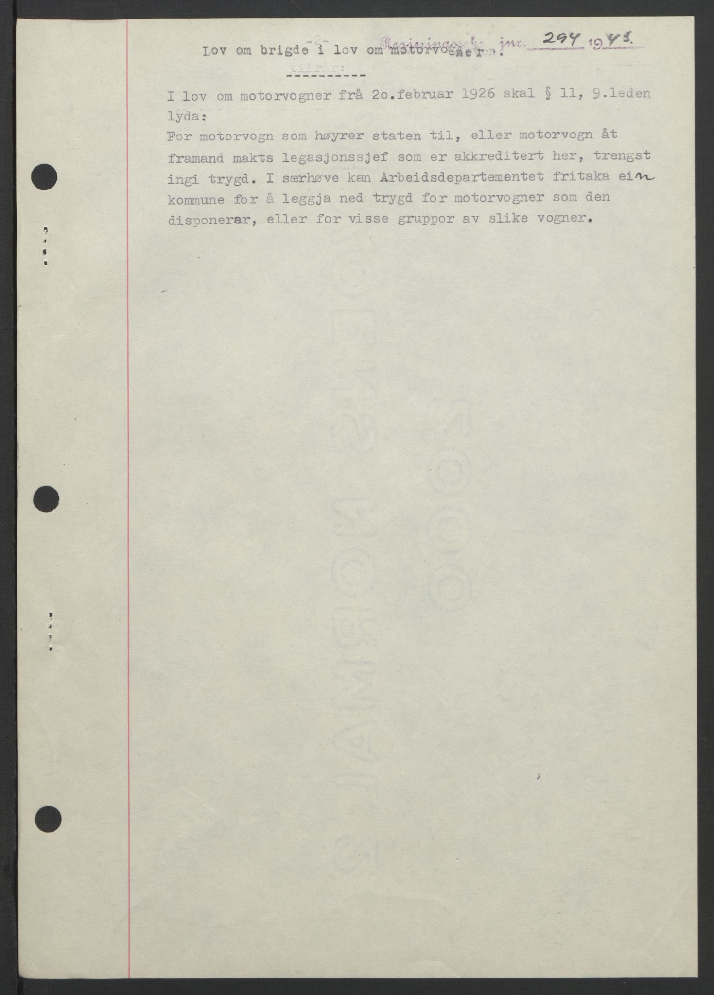 NS-administrasjonen 1940-1945 (Statsrådsekretariatet, de kommisariske statsråder mm), RA/S-4279/D/Db/L0099: Lover, 1943, p. 560