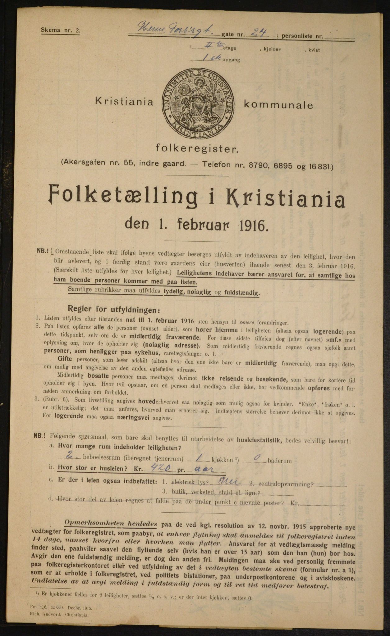 OBA, Municipal Census 1916 for Kristiania, 1916, p. 39670