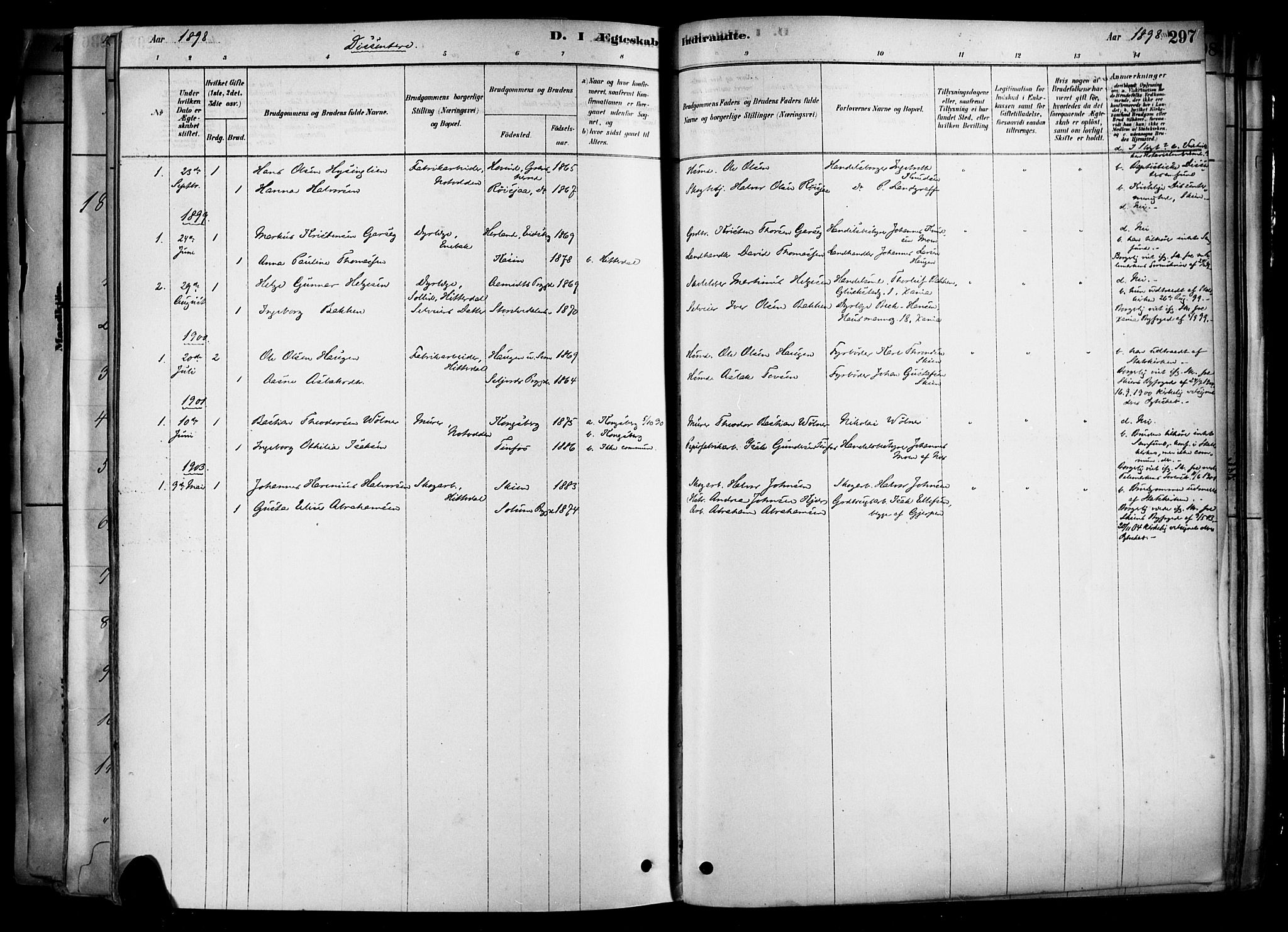 Heddal kirkebøker, SAKO/A-268/F/Fa/L0008: Parish register (official) no. I 8, 1878-1903, p. 297