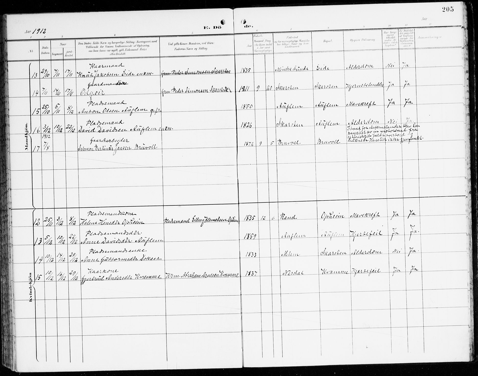 Innvik sokneprestembete, AV/SAB-A-80501: Parish register (official) no. C 2, 1900-1920, p. 205