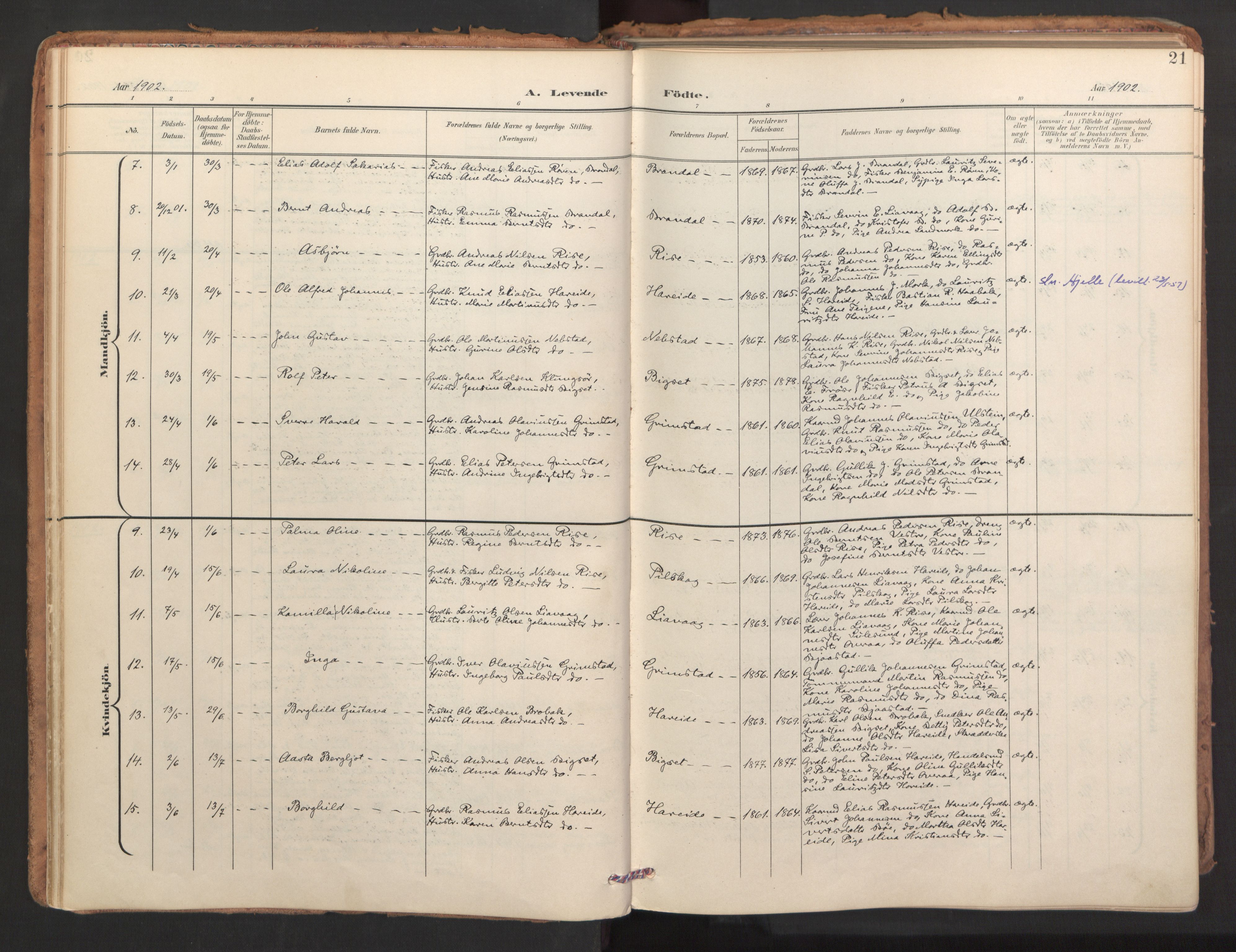 Ministerialprotokoller, klokkerbøker og fødselsregistre - Møre og Romsdal, SAT/A-1454/510/L0123: Parish register (official) no. 510A03, 1898-1922, p. 21
