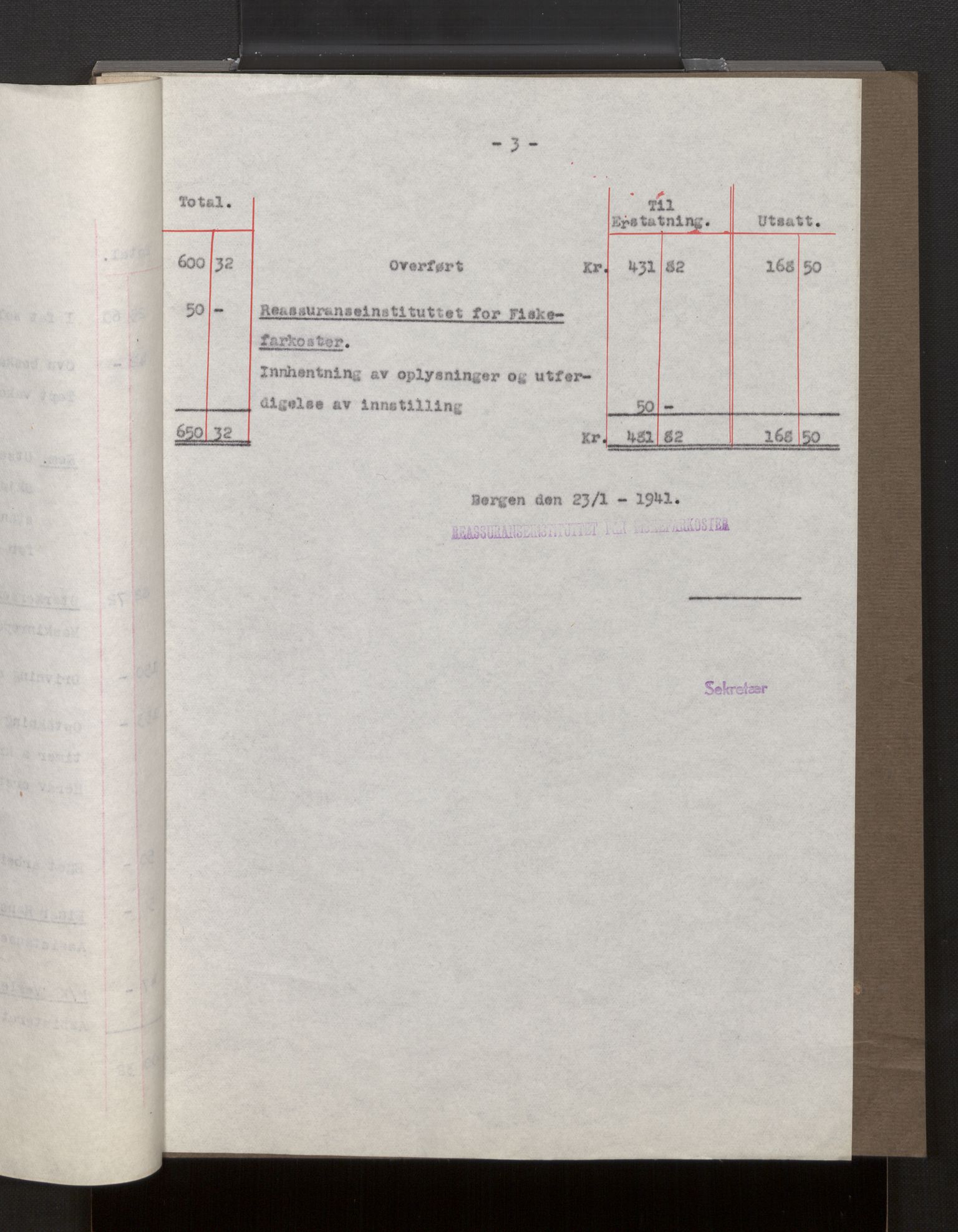 Fiskeridirektoratet - 1 Adm. ledelse - 13 Båtkontoret, AV/SAB-A-2003/La/L0008: Statens krigsforsikring for fiskeflåten, 1936-1971, p. 121