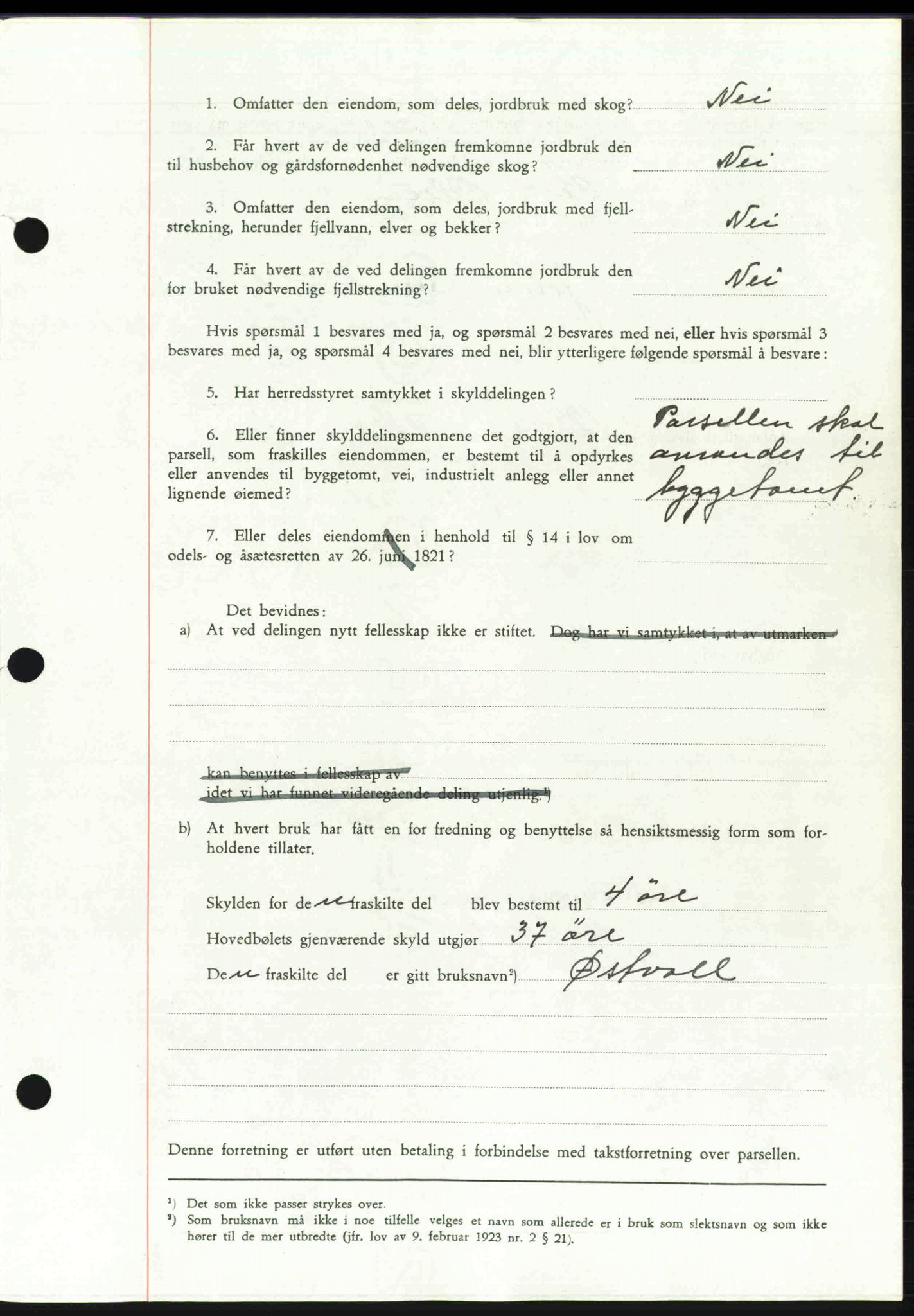 Toten tingrett, SAH/TING-006/H/Hb/Hbc/L0004: Mortgage book no. Hbc-04, 1938-1938, Diary no: : 2187/1938