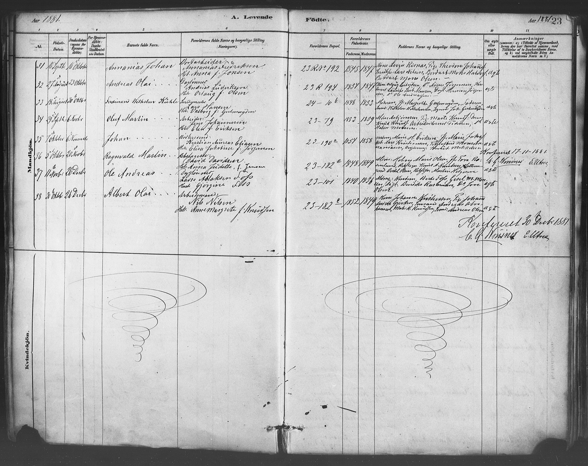 Mariakirken Sokneprestembete, AV/SAB-A-76901/H/Haa/L0007: Parish register (official) no. A 7, 1878-1893, p. 23