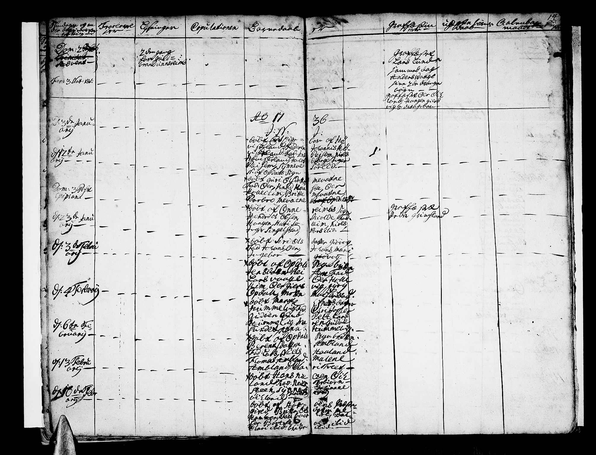 Tysnes sokneprestembete, AV/SAB-A-78601/H/Haa: Parish register (official) no. A 2 /1, 1732-1804, p. 14