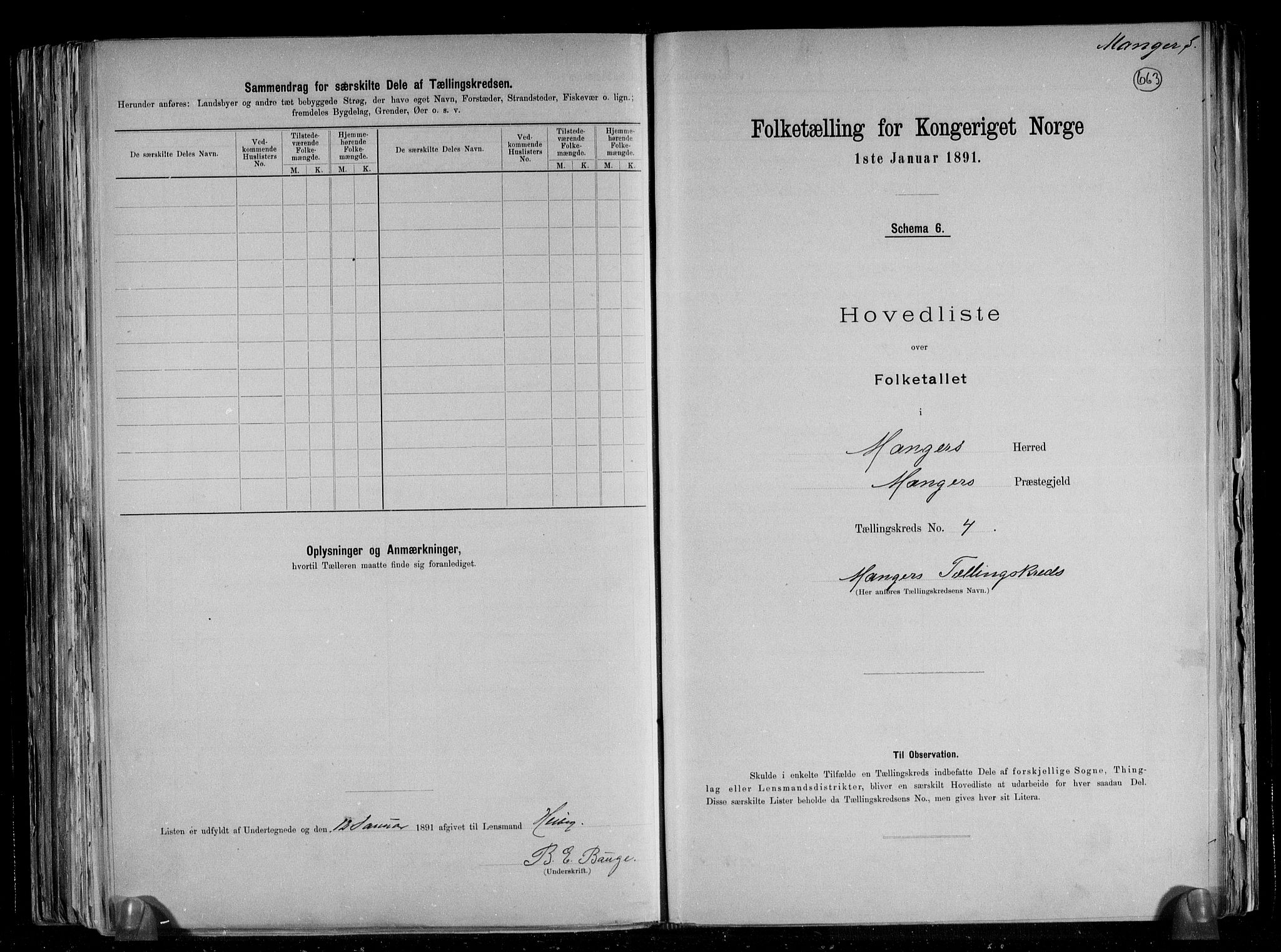 RA, 1891 census for 1261 Manger, 1891, p. 14