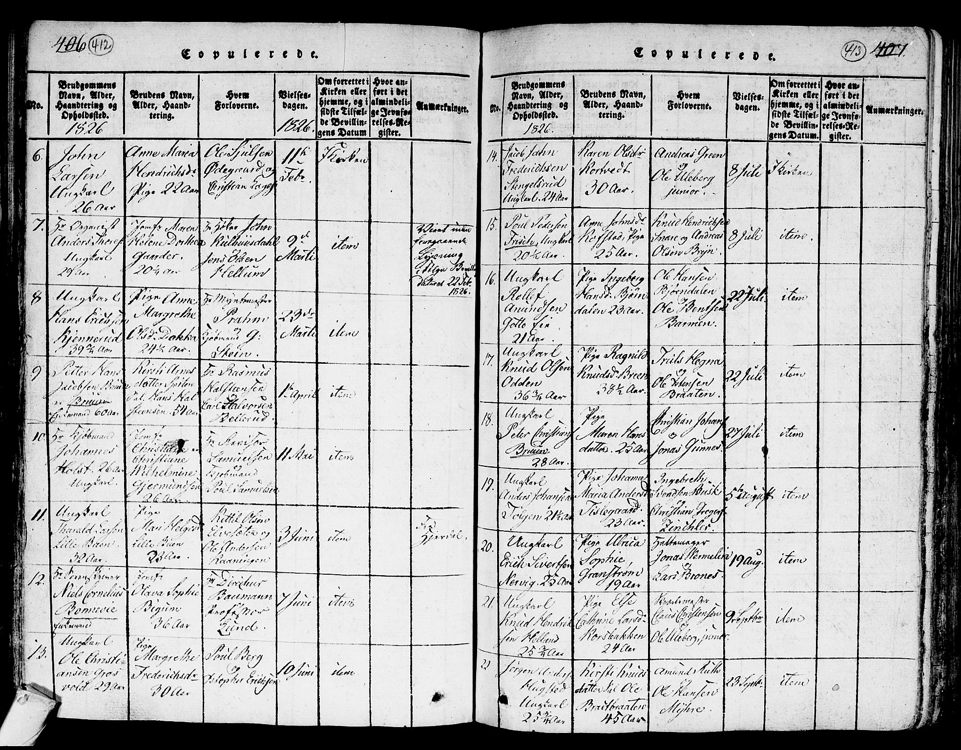 Kongsberg kirkebøker, AV/SAKO-A-22/G/Ga/L0001: Parish register (copy) no. 1, 1816-1839, p. 412-413