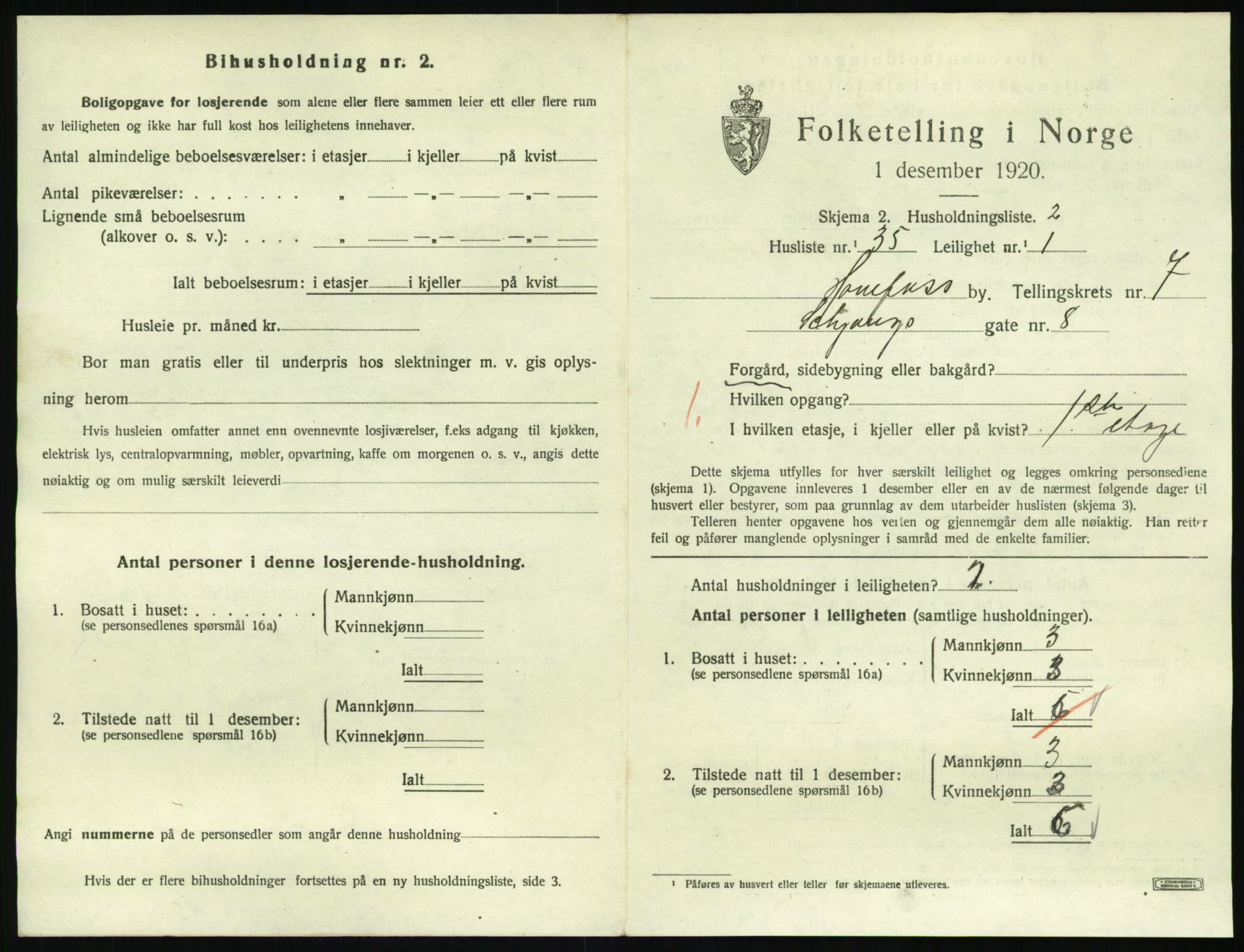 SAKO, 1920 census for Hønefoss, 1920, p. 2260