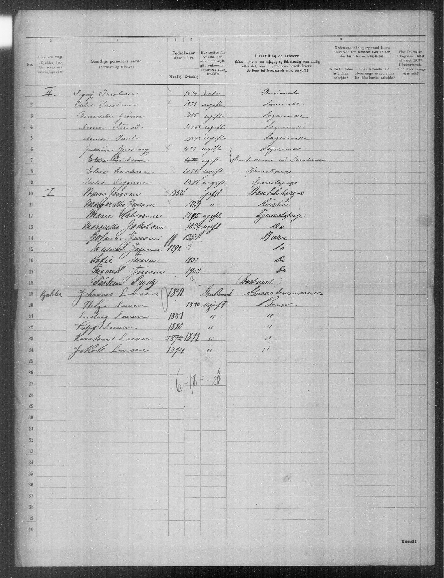 OBA, Municipal Census 1903 for Kristiania, 1903, p. 16375