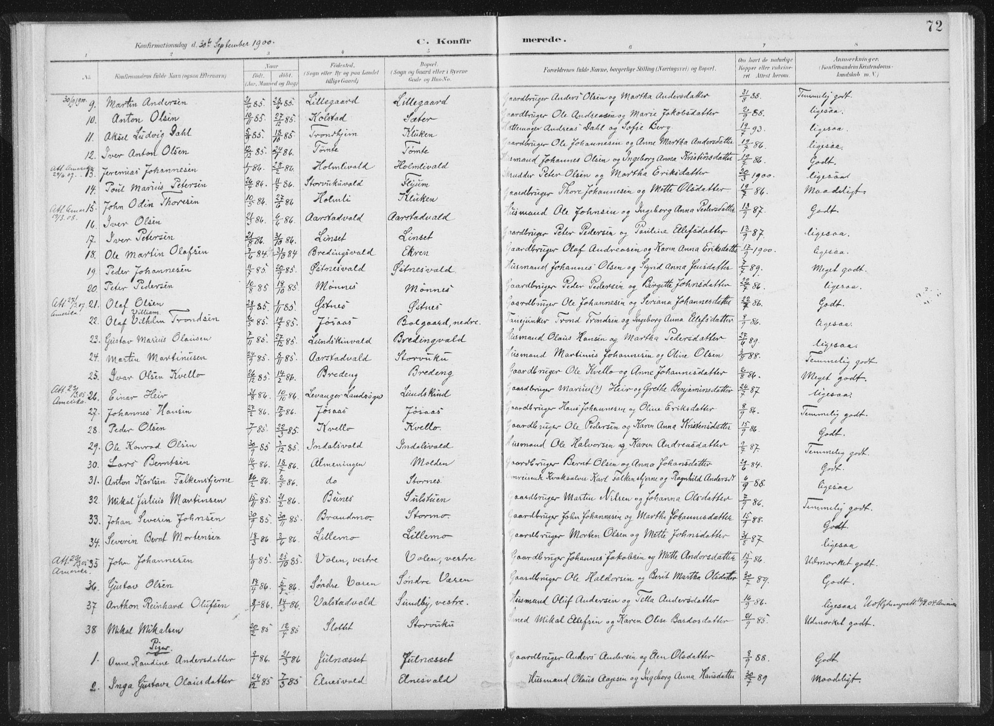 Ministerialprotokoller, klokkerbøker og fødselsregistre - Nord-Trøndelag, SAT/A-1458/724/L0263: Parish register (official) no. 724A01, 1891-1907, p. 72