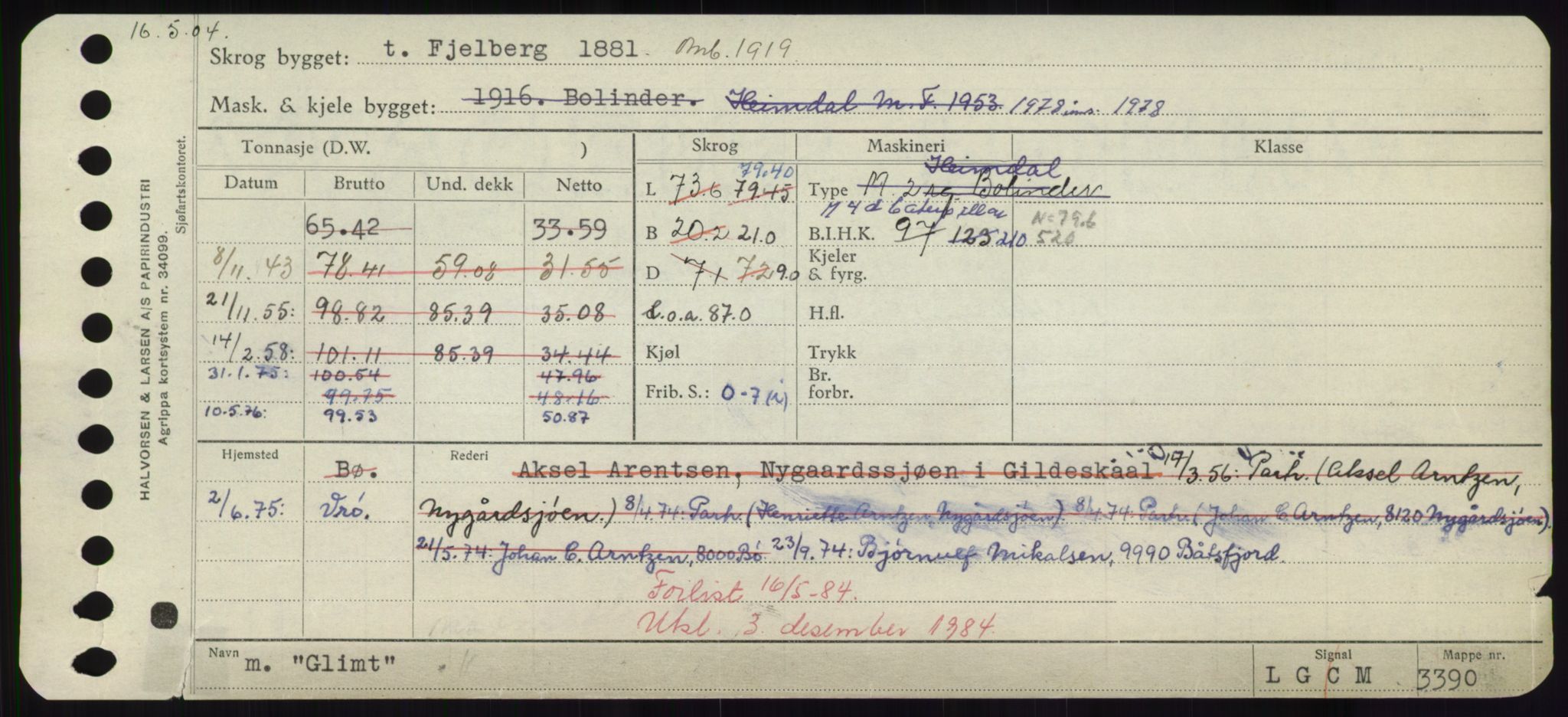 Sjøfartsdirektoratet med forløpere, Skipsmålingen, RA/S-1627/H/Hd/L0012: Fartøy, G-Glø, p. 419