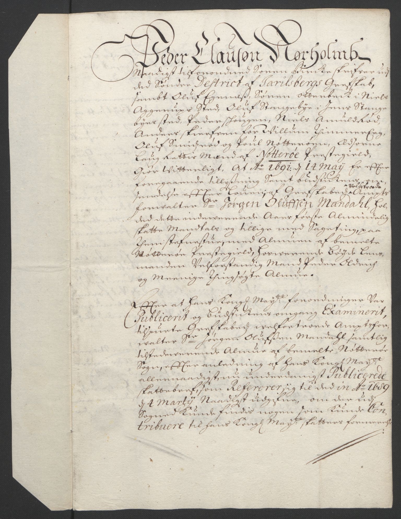 Rentekammeret inntil 1814, Reviderte regnskaper, Fogderegnskap, RA/EA-4092/R32/L1864: Fogderegnskap Jarlsberg grevskap, 1691, p. 424