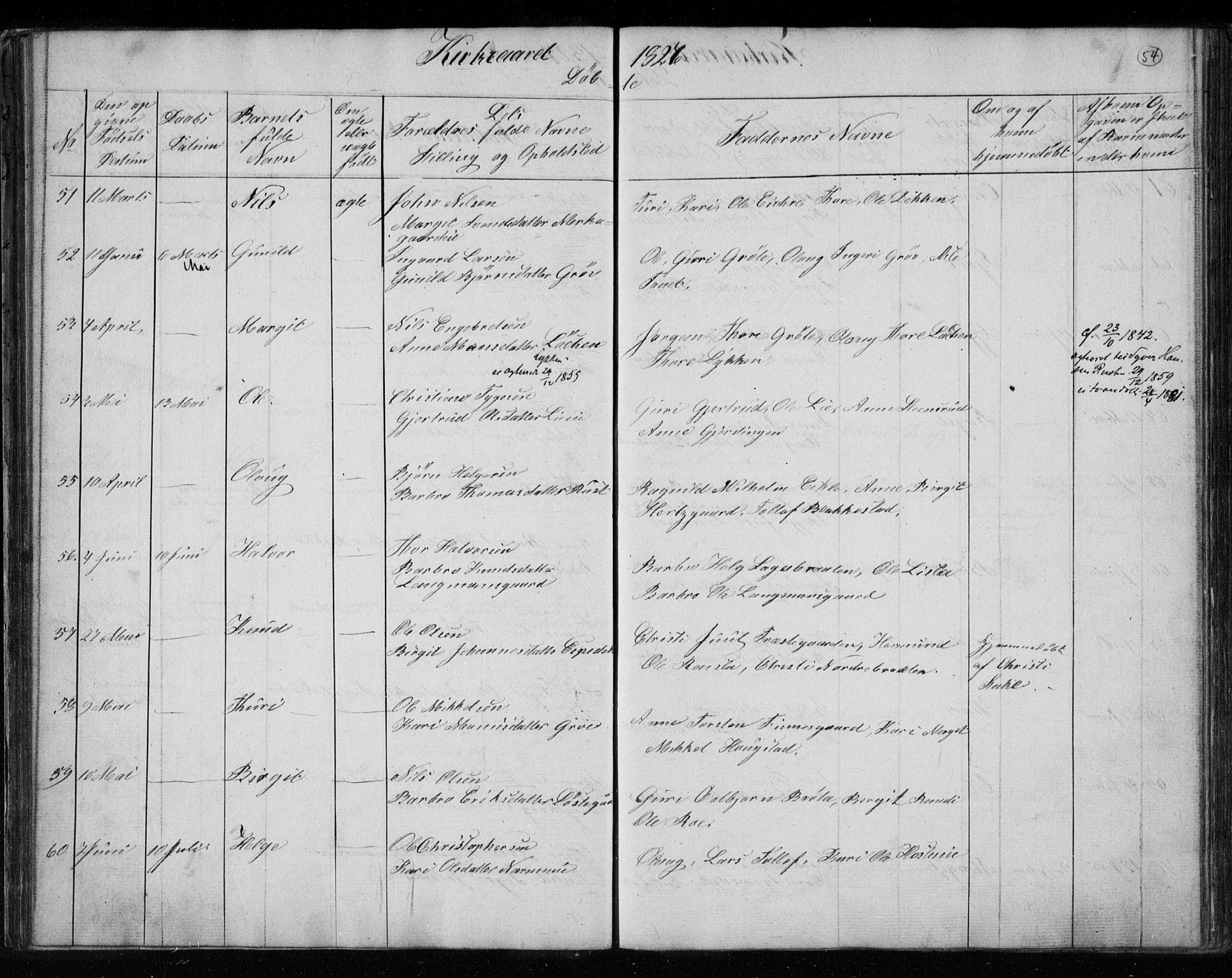 Gol kirkebøker, AV/SAKO-A-226/F/Fa/L0001: Parish register (official) no. I 1, 1821-1837, p. 54