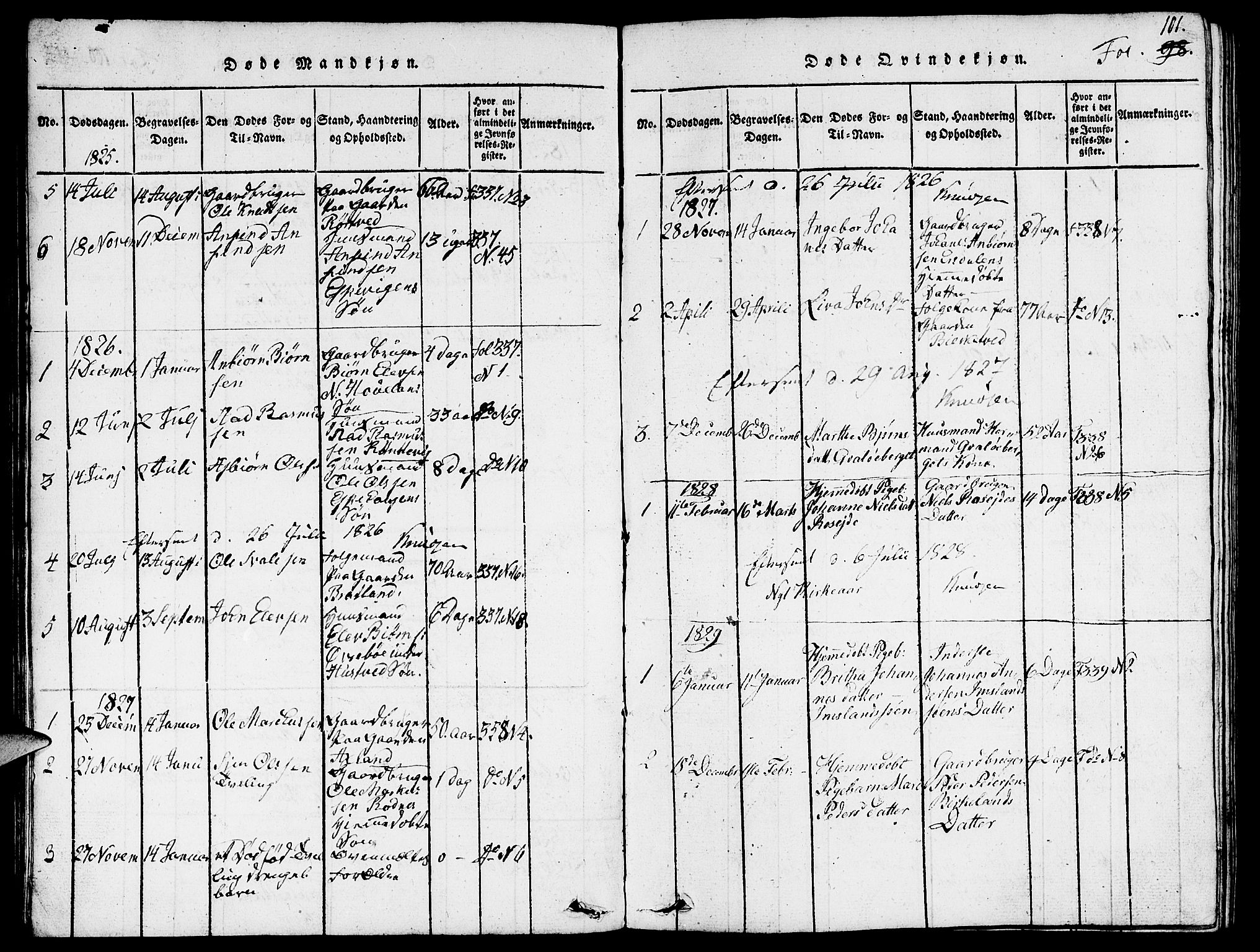 Vikedal sokneprestkontor, SAST/A-101840/01/V: Parish register (copy) no. B 3, 1816-1867, p. 101