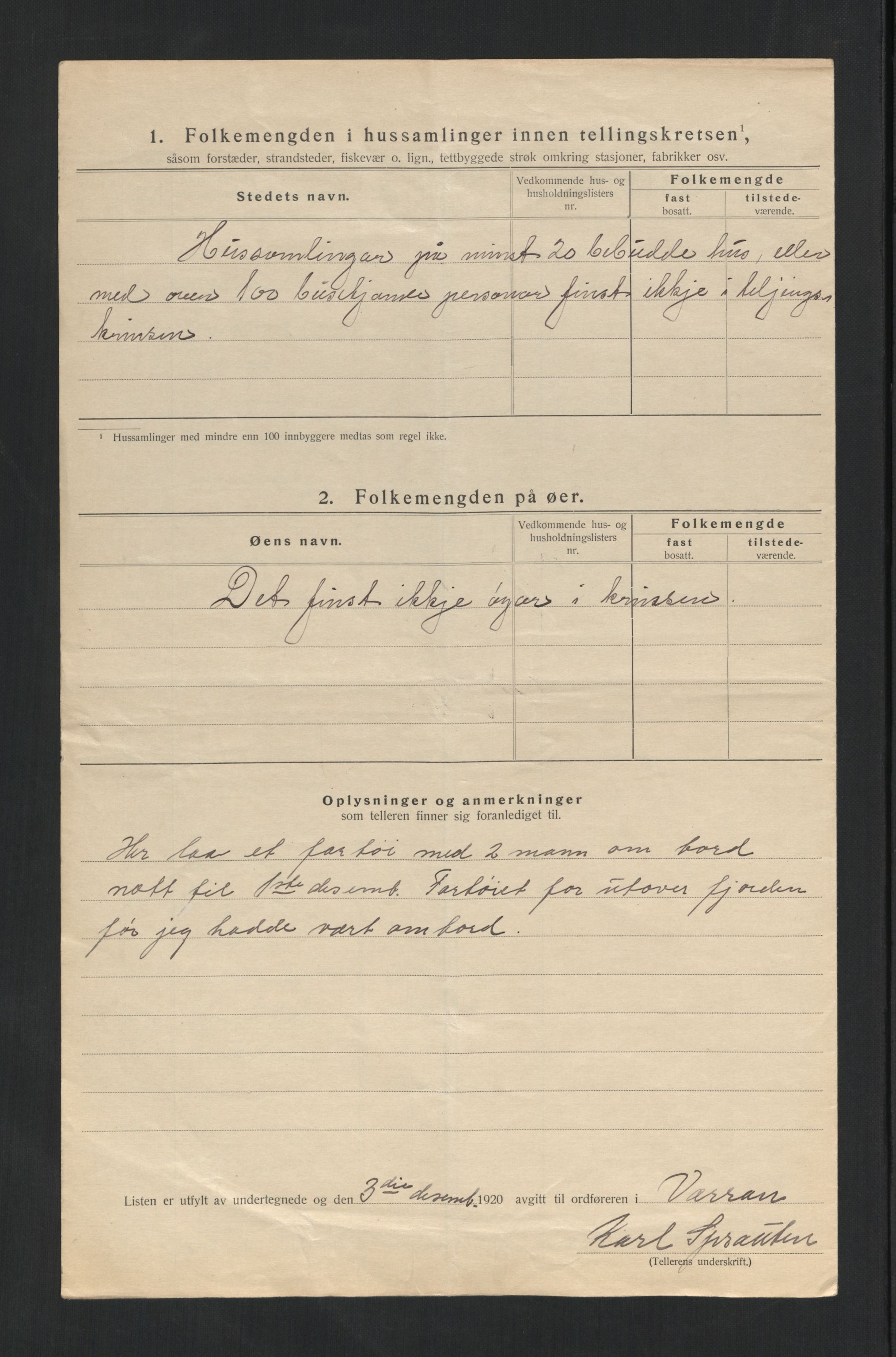 SAT, 1920 census for Verran, 1920, p. 20