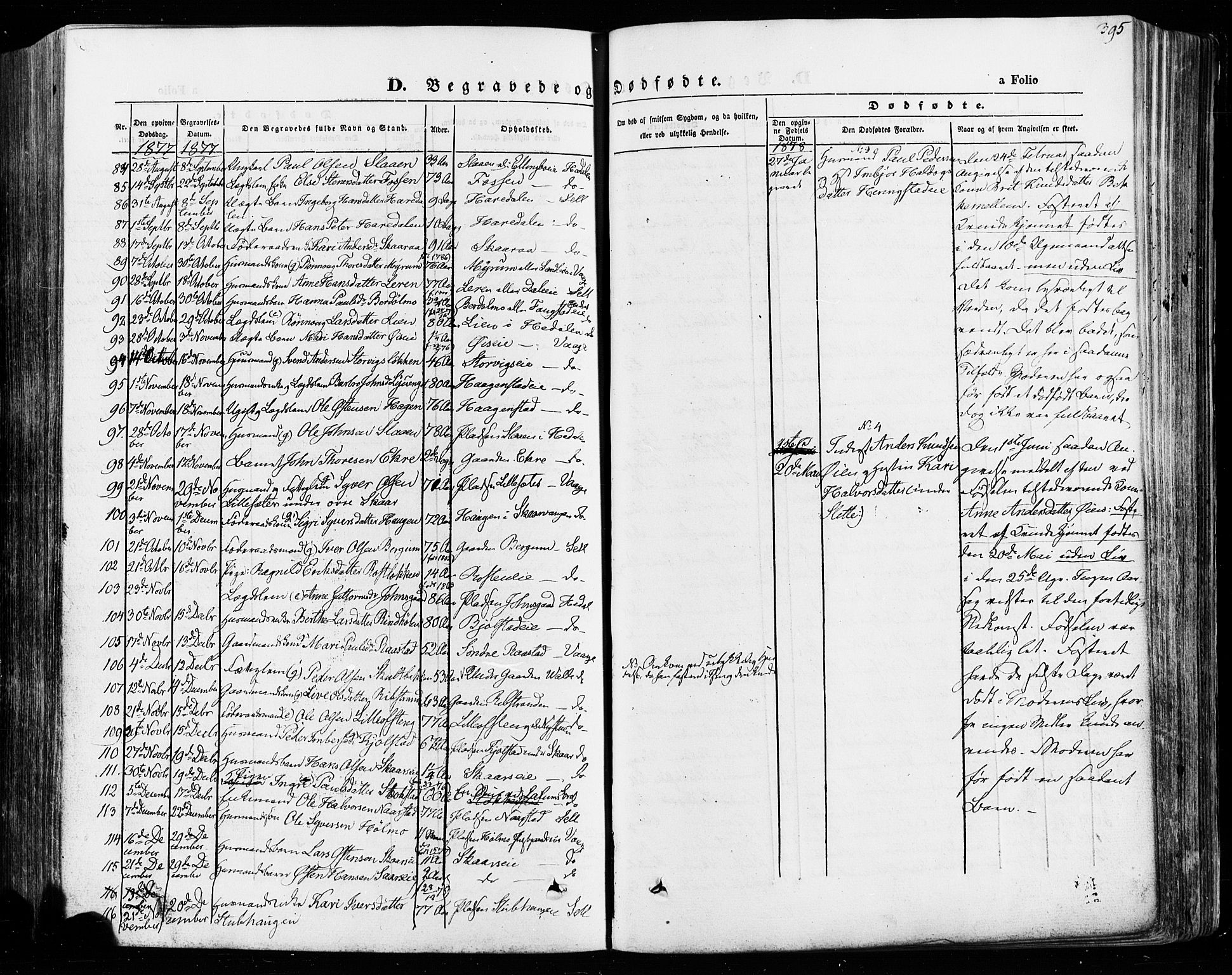 Vågå prestekontor, SAH/PREST-076/H/Ha/Haa/L0007: Parish register (official) no. 7 /1, 1872-1886, p. 395