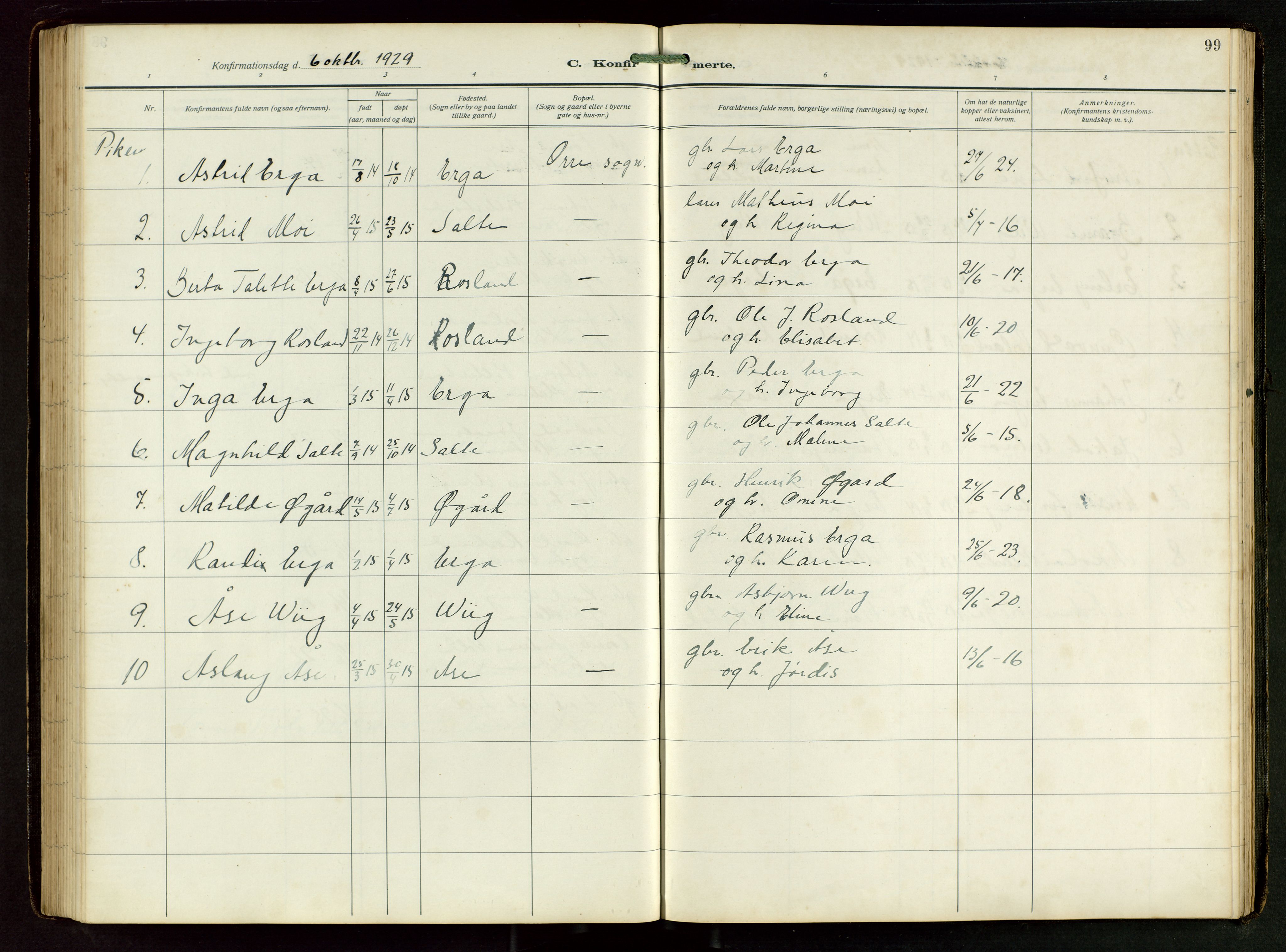 Klepp sokneprestkontor, SAST/A-101803/001/3/30BB/L0008: Parish register (copy) no. B 8, 1918-1949, p. 99