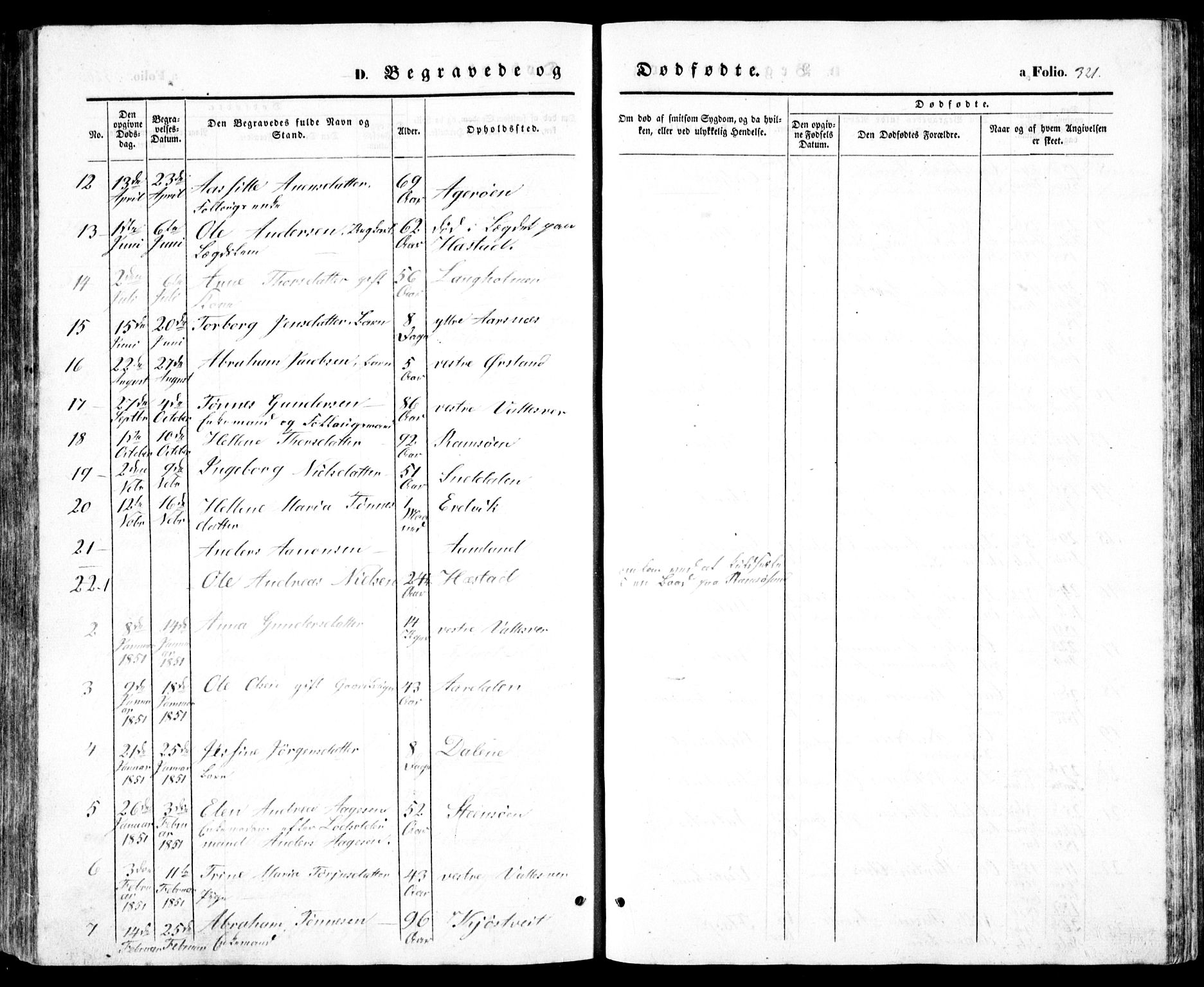 Høvåg sokneprestkontor, SAK/1111-0025/F/Fb/L0002: Parish register (copy) no. B 2, 1847-1869, p. 321