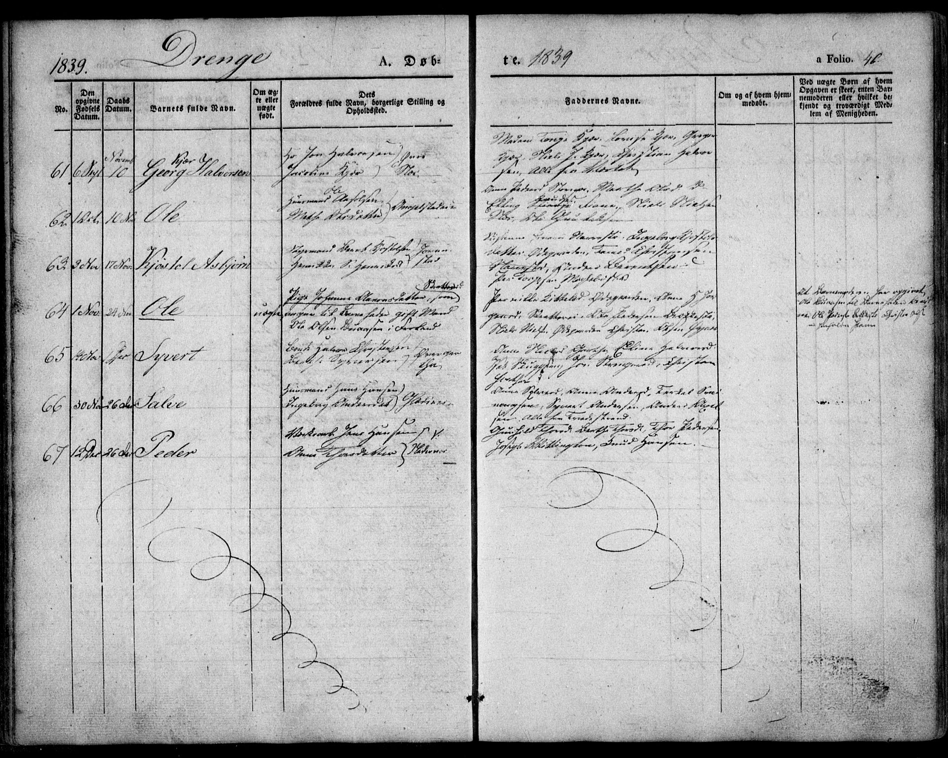 Holt sokneprestkontor, AV/SAK-1111-0021/F/Fa/L0007: Parish register (official) no. A 7, 1836-1848, p. 46