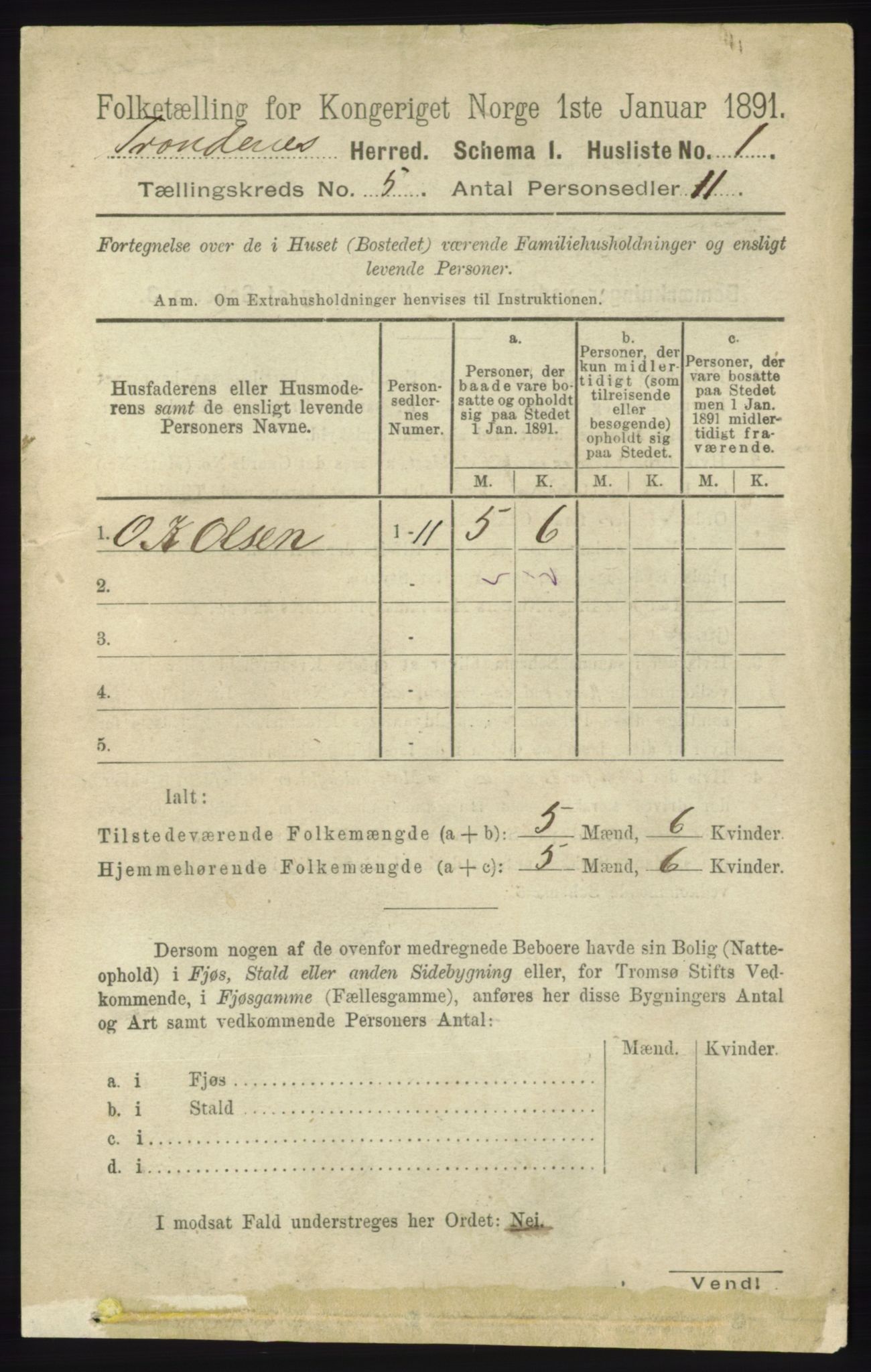 RA, 1891 census for 1914 Trondenes, 1891, p. 2696