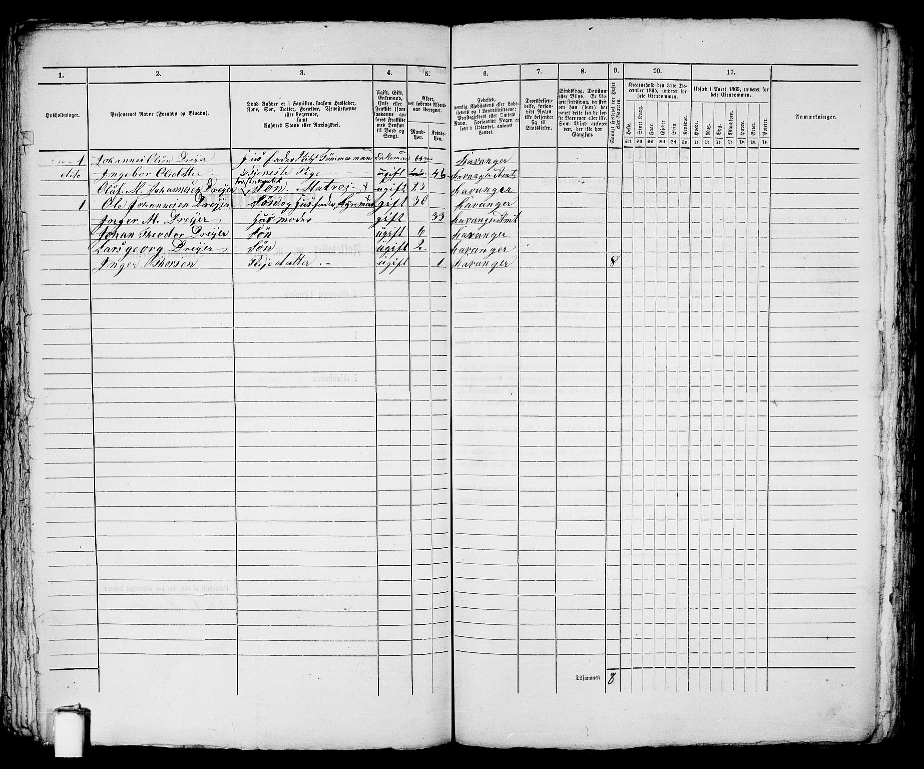 RA, 1865 census for Stavanger, 1865, p. 810