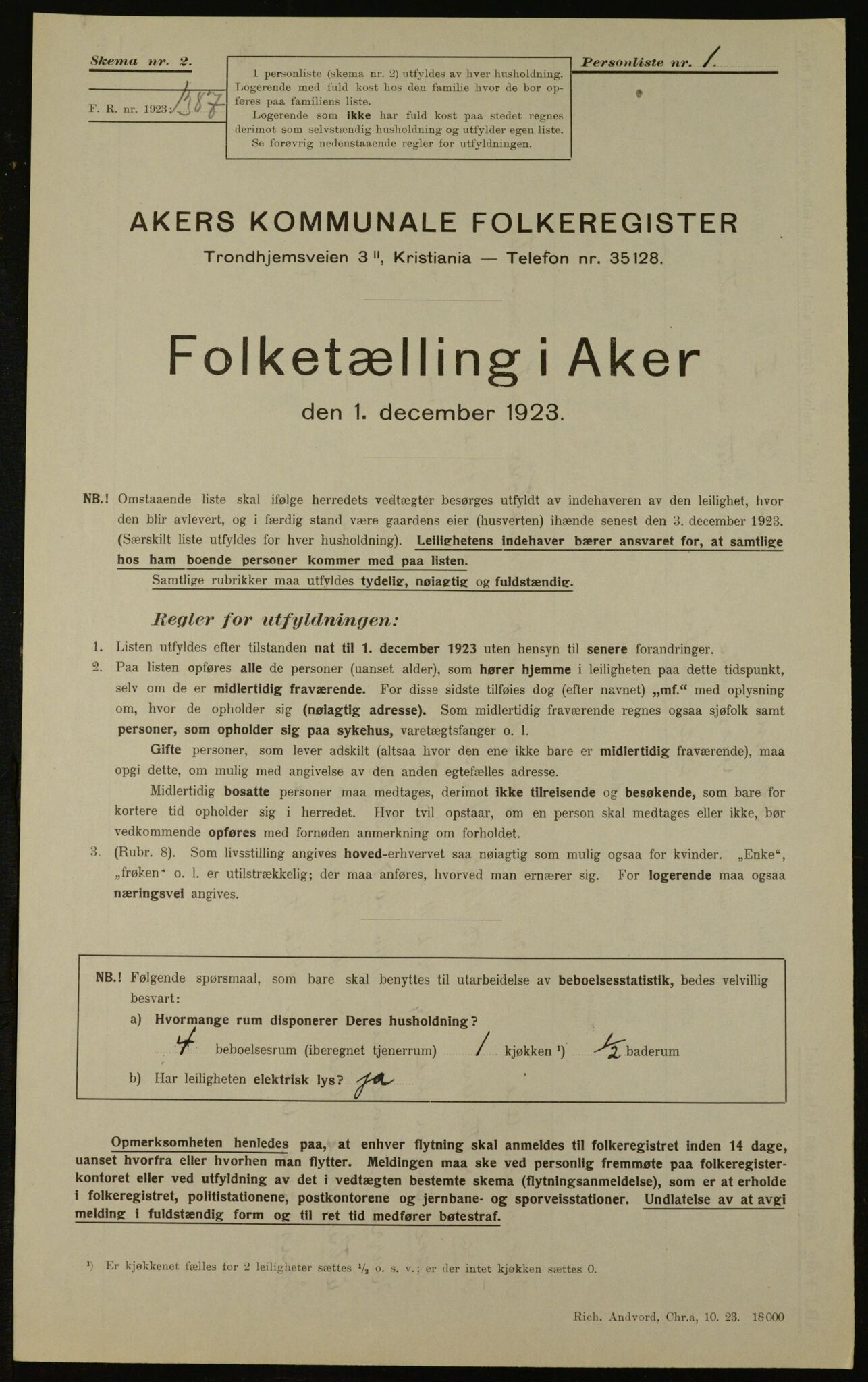 , Municipal Census 1923 for Aker, 1923, p. 16487