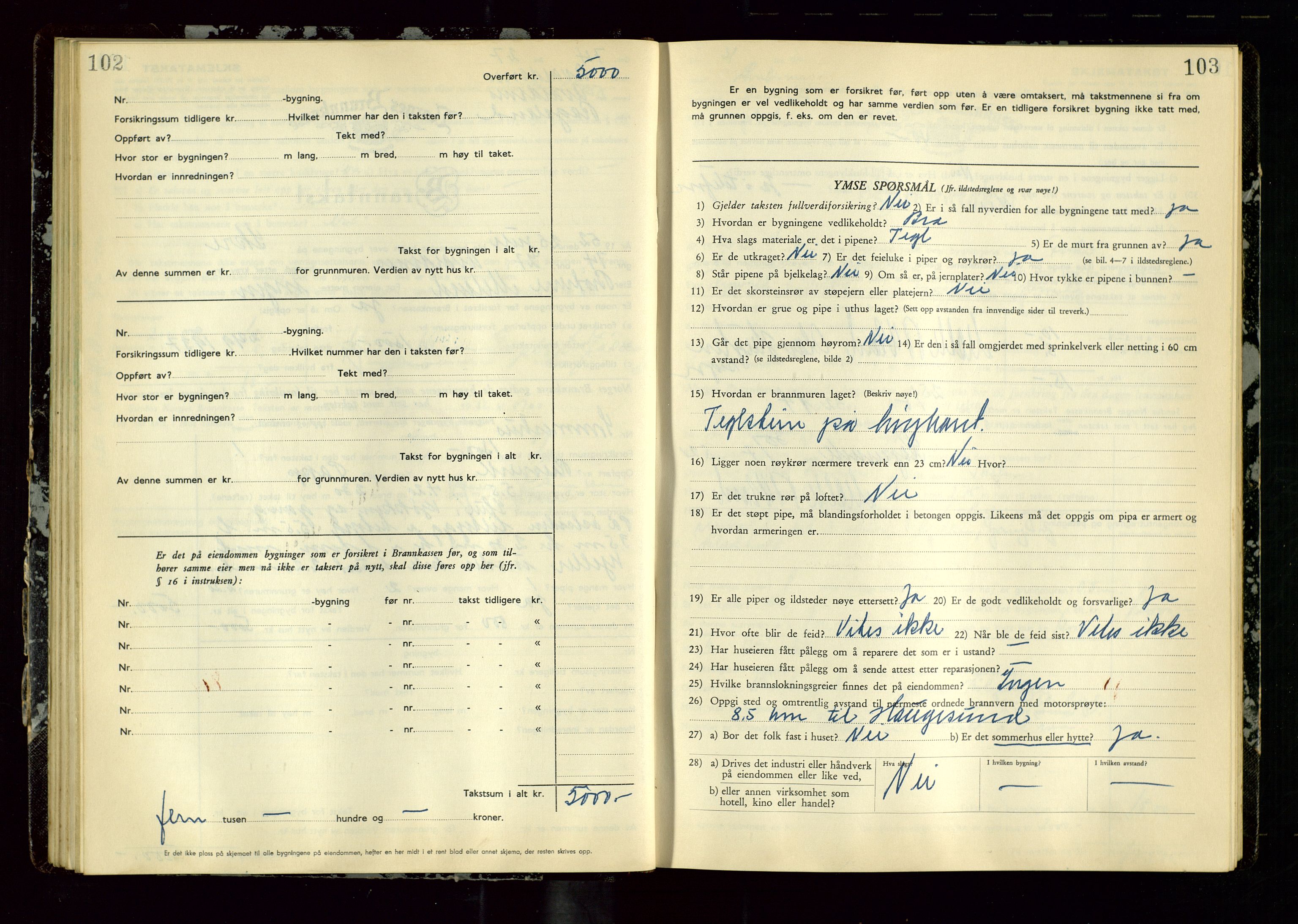 Avaldsnes lensmannskontor, AV/SAST-A-100286/Gob/L0003: "Branntakstprotokoll for Avaldsnes lensmannsdistrikt ", 1950-1952, p. 102-103