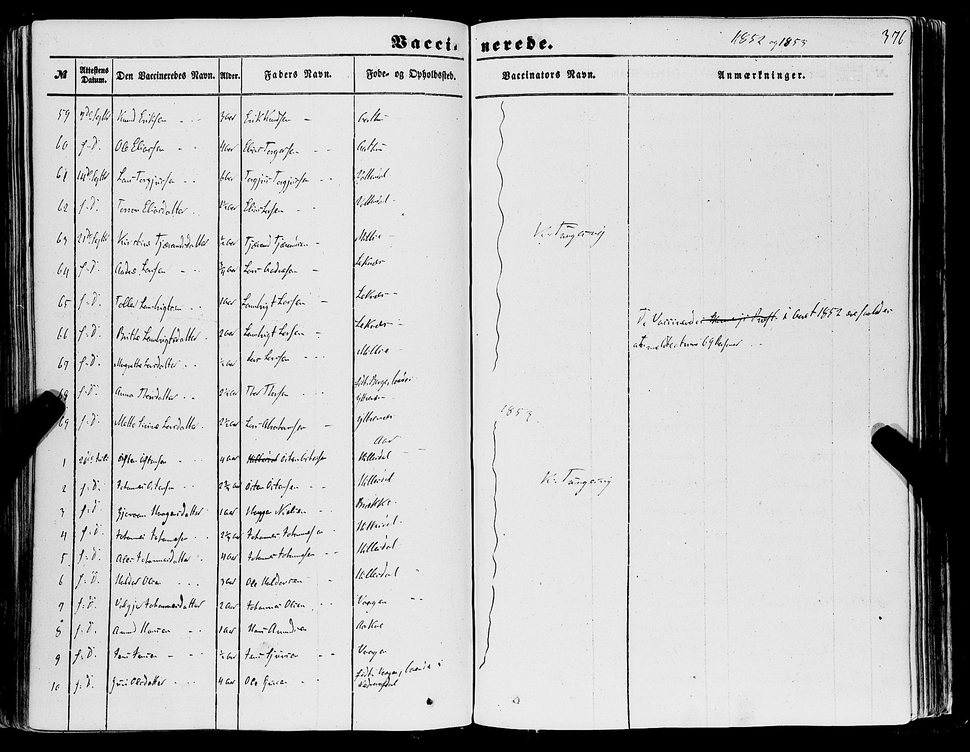 Skånevik sokneprestembete, SAB/A-77801/H/Haa: Parish register (official) no. A 5II, 1848-1869, p. 376