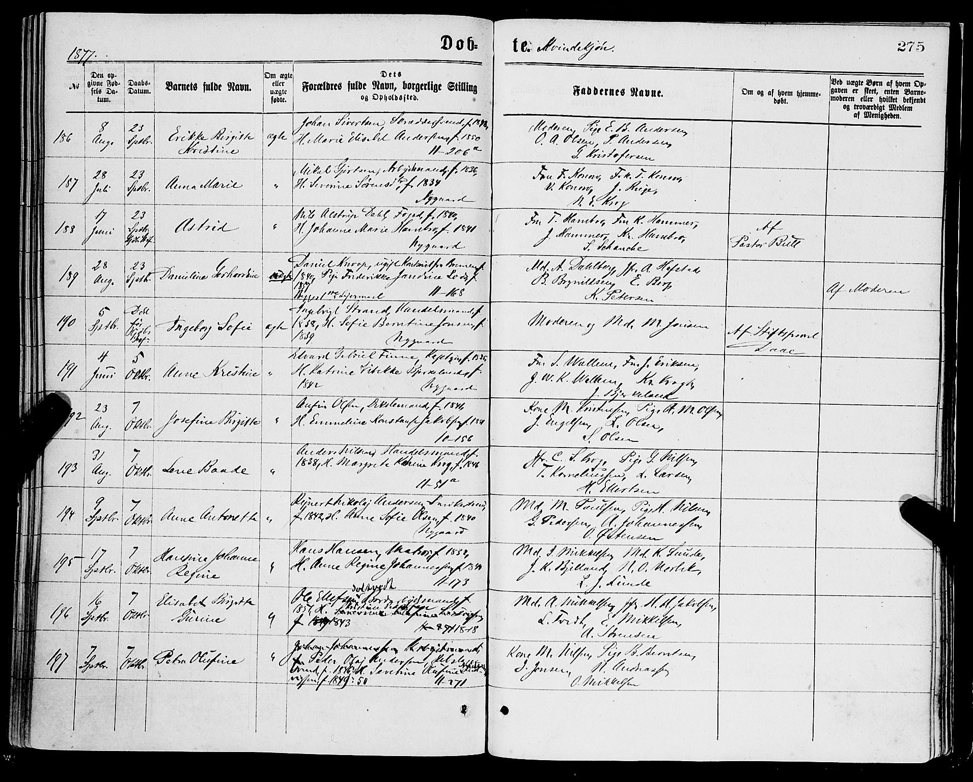Domkirken sokneprestembete, SAB/A-74801/H/Haa/L0022: Parish register (official) no. B 5, 1872-1878, p. 275