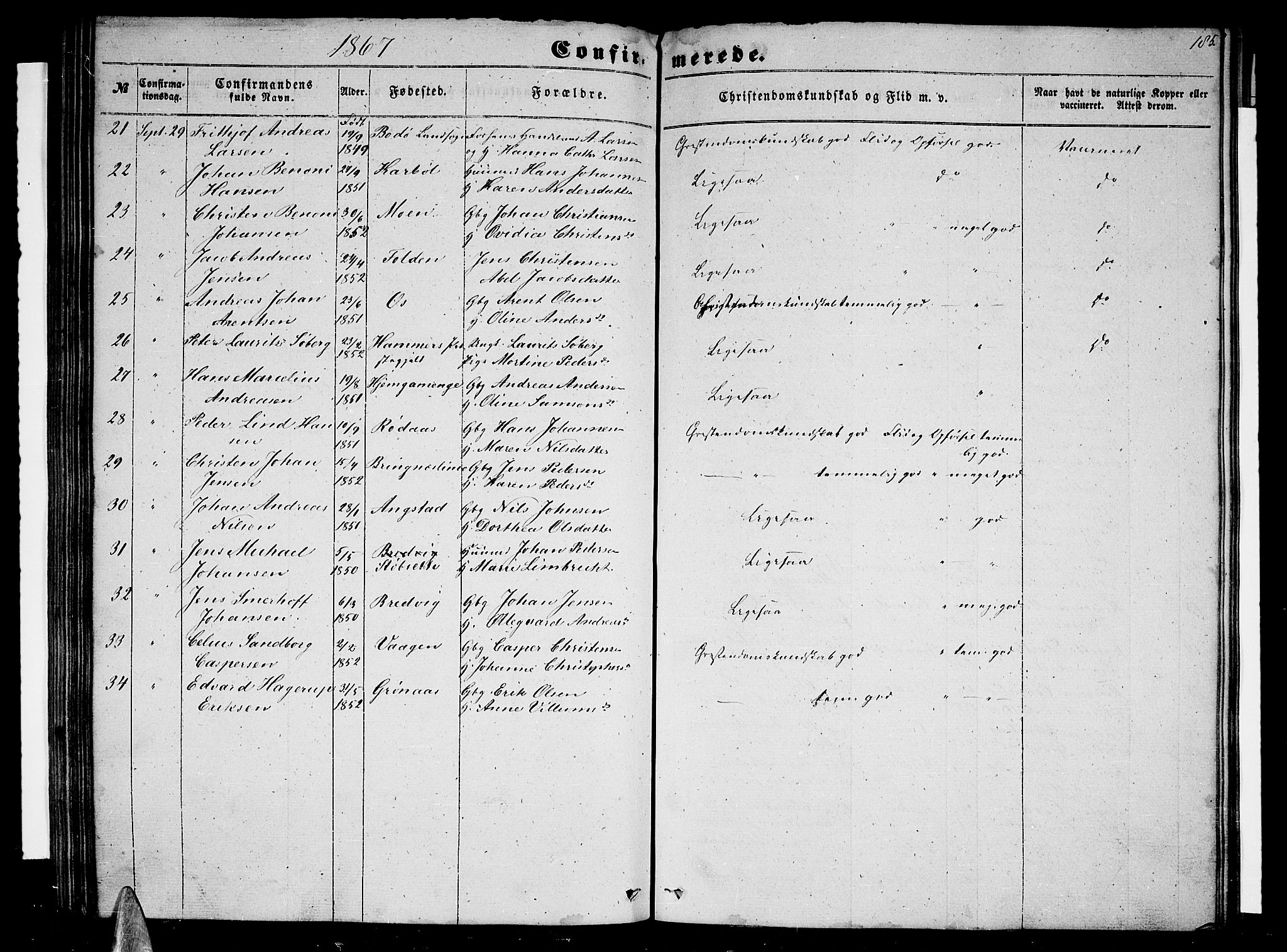 Ministerialprotokoller, klokkerbøker og fødselsregistre - Nordland, AV/SAT-A-1459/852/L0753: Parish register (copy) no. 852C04, 1856-1877, p. 185