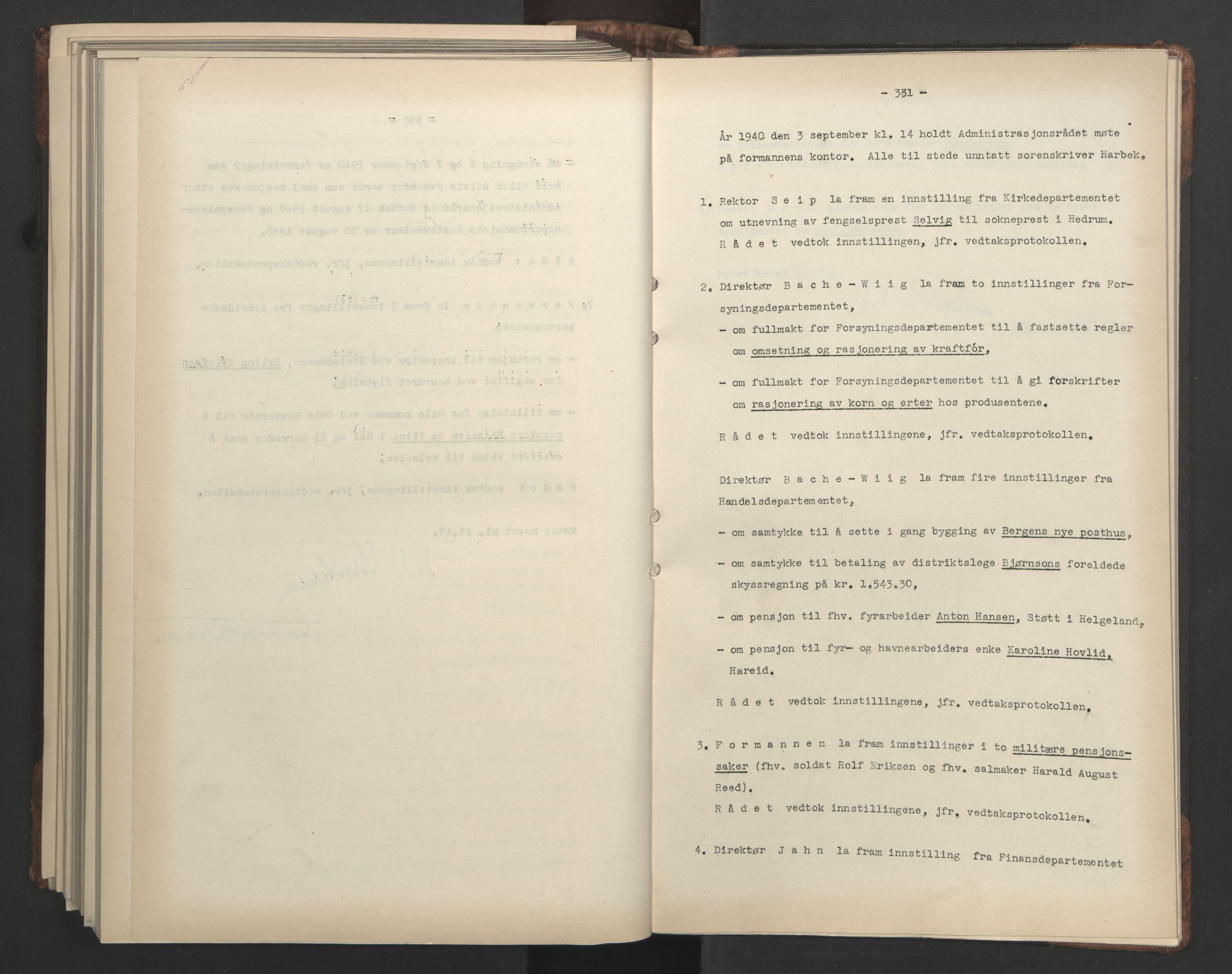 Administrasjonsrådet, AV/RA-S-1004/A/L0001: Møteprotokoll med tillegg 15/4-25/9, 1940, p. 331