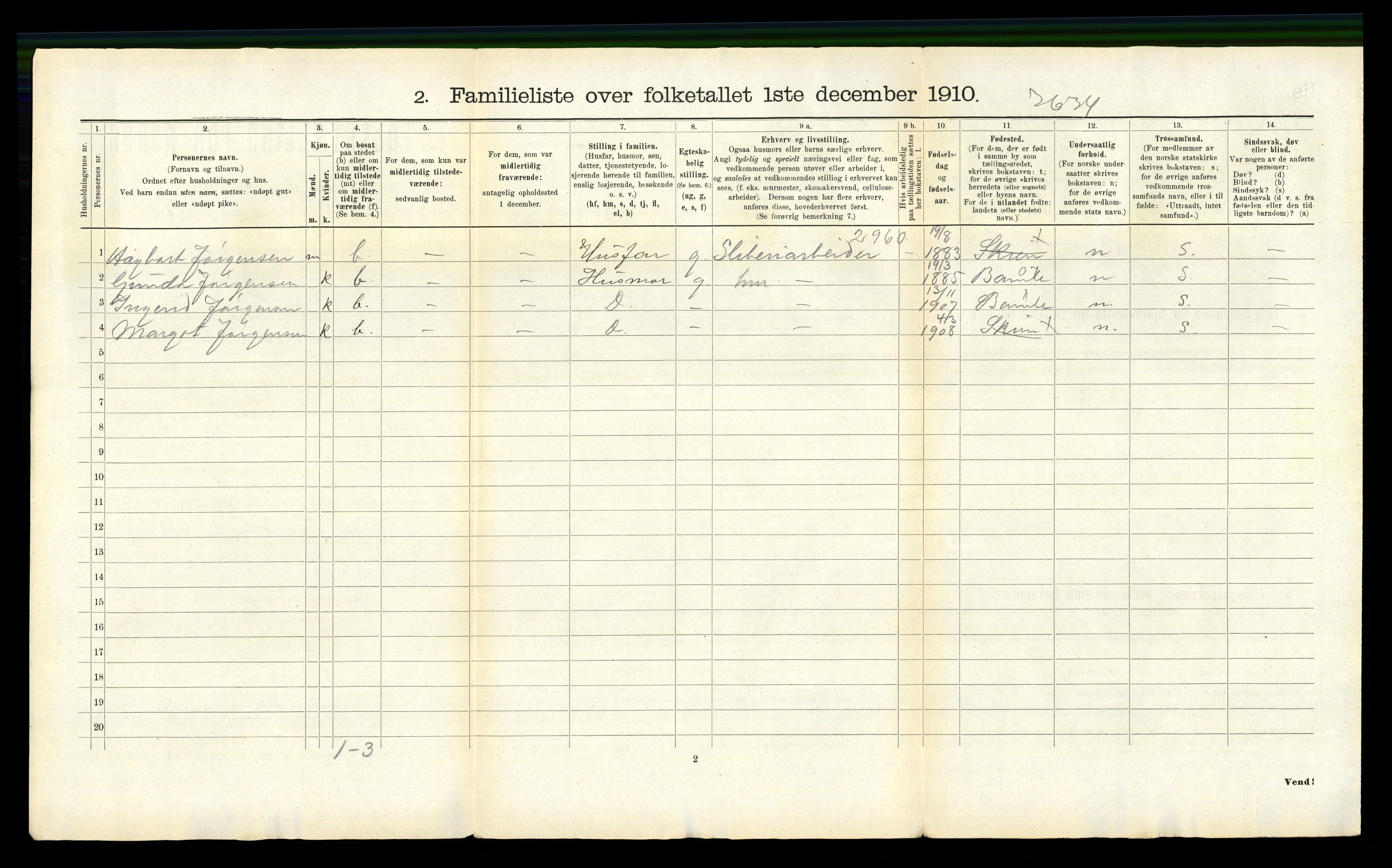 RA, 1910 census for Skien, 1910, p. 5897