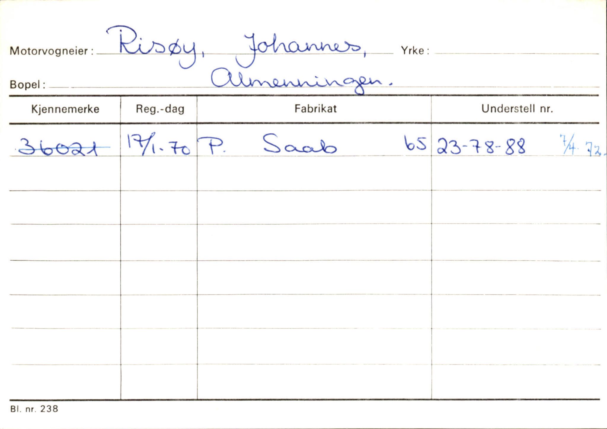 Statens vegvesen, Sogn og Fjordane vegkontor, SAB/A-5301/4/F/L0144: Registerkort Vågsøy A-R, 1945-1975, p. 2427