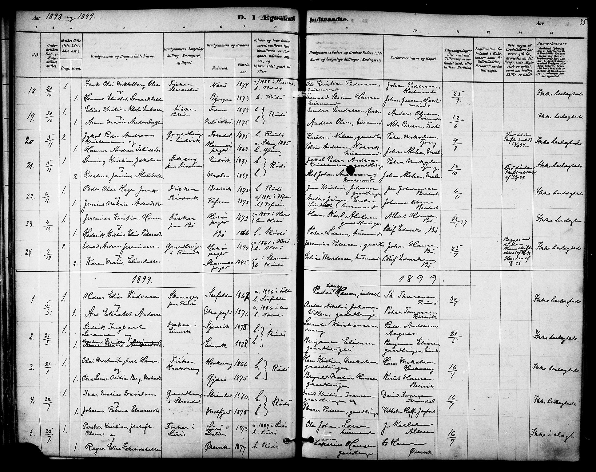 Ministerialprotokoller, klokkerbøker og fødselsregistre - Nordland, AV/SAT-A-1459/841/L0609: Parish register (official) no. 841A13, 1878-1902, p. 35