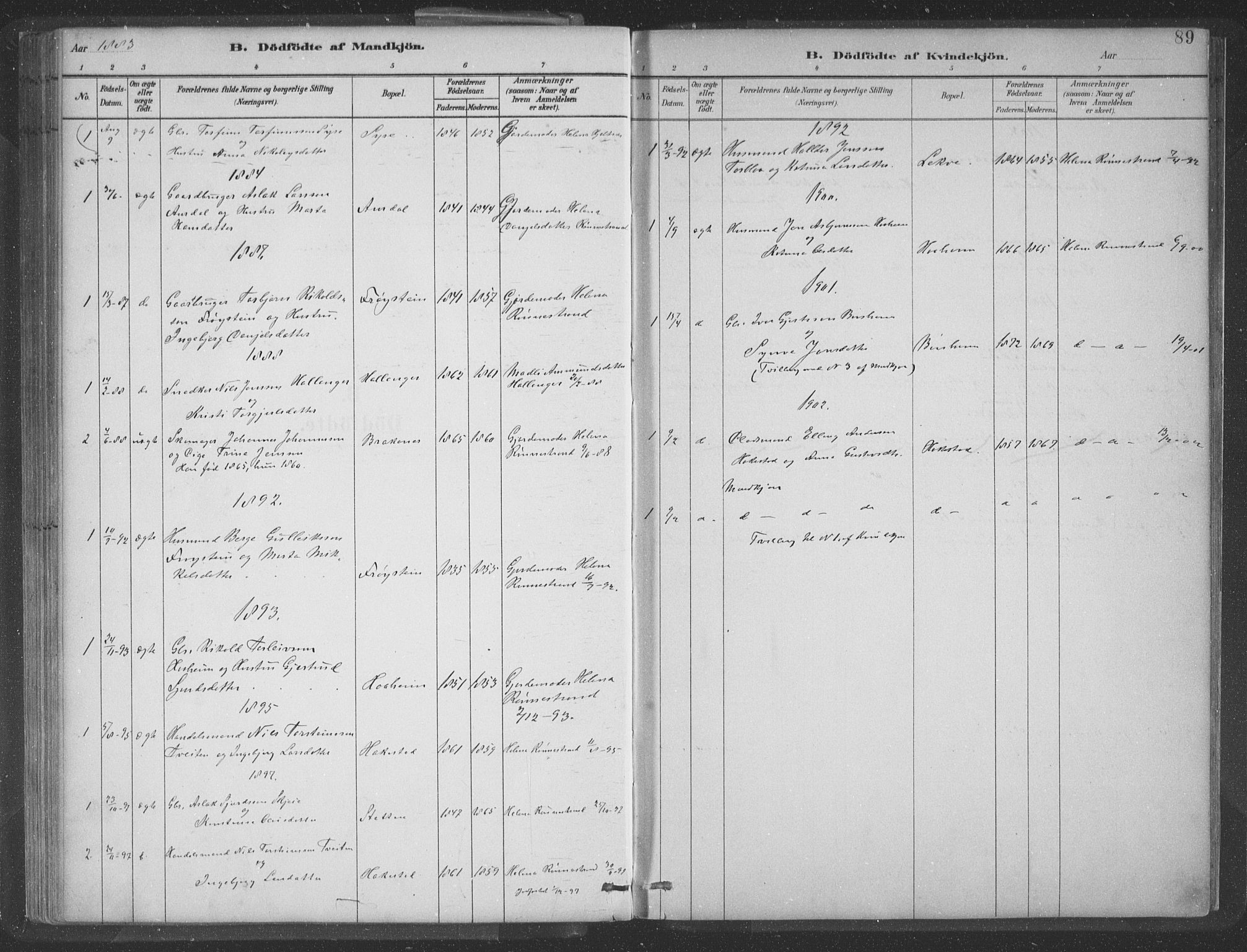Ulvik sokneprestembete, SAB/A-78801/H/Hab: Parish register (copy) no. A 3, 1883-1908, p. 89