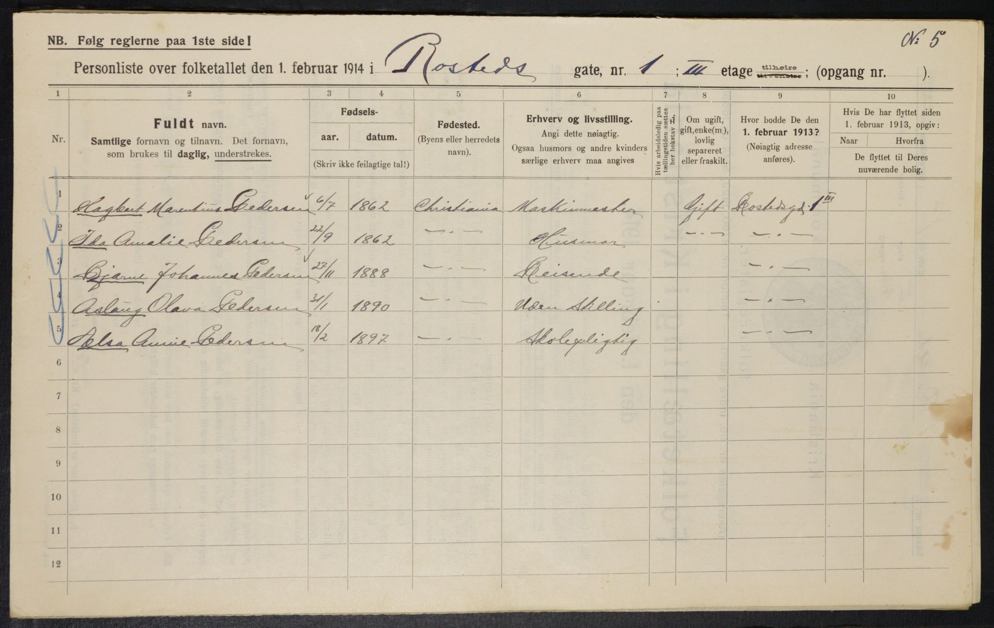 OBA, Municipal Census 1914 for Kristiania, 1914, p. 83938