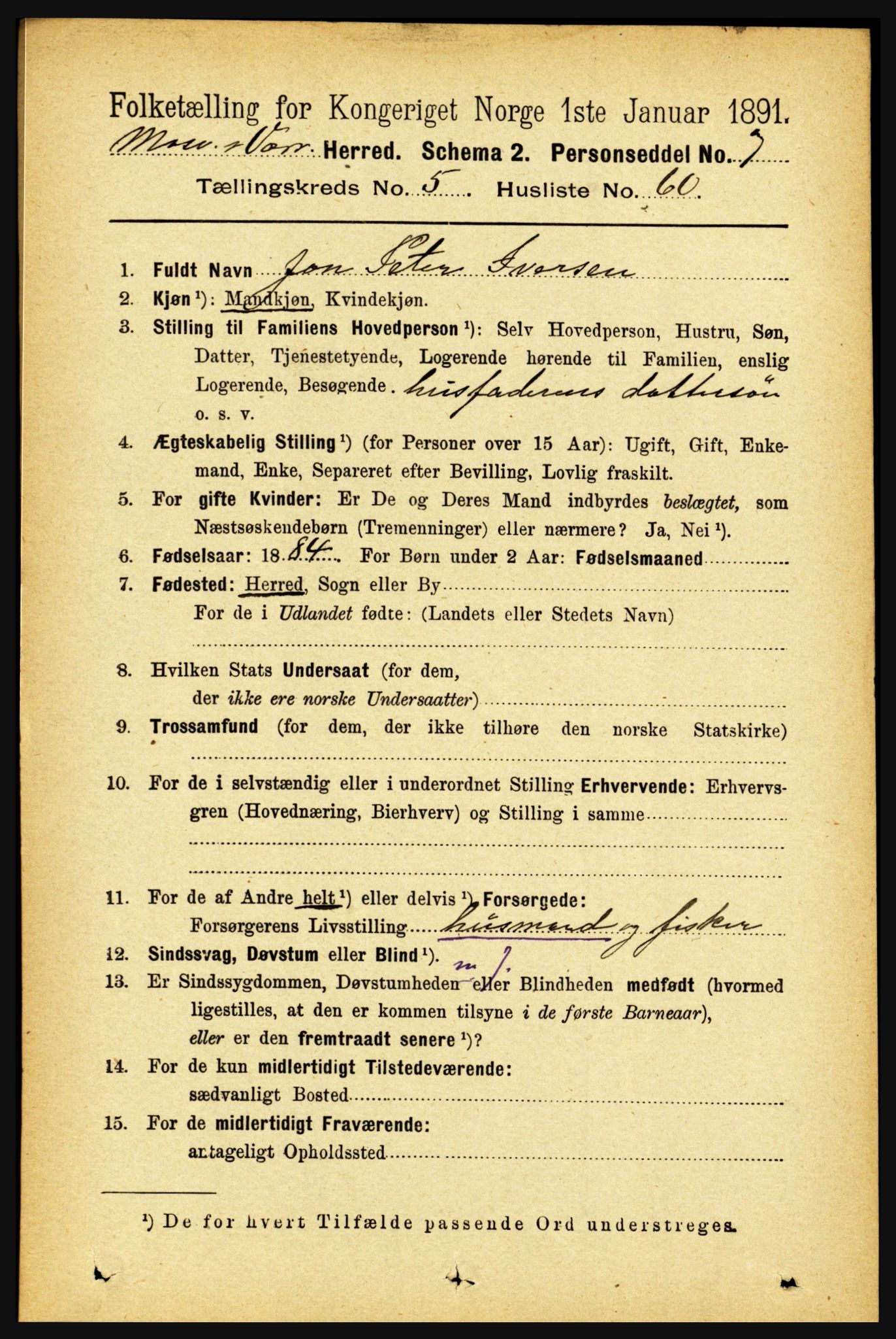 RA, 1891 census for 1723 Mosvik og Verran, 1891, p. 2383